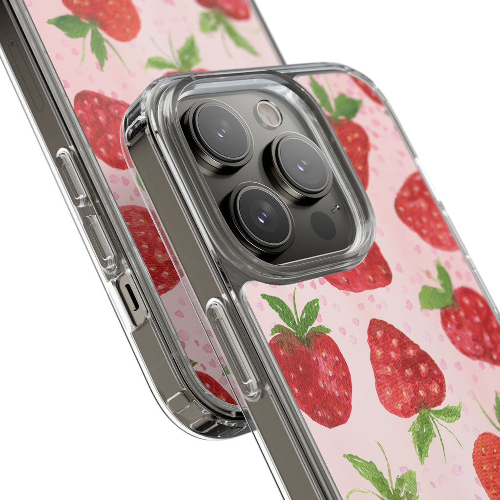 Aesthetic Pink Strawberry Phone Case – Cute Kawaii Fruit Design, Slim Protective Cover for Women & Girls | iPhone and Samsung