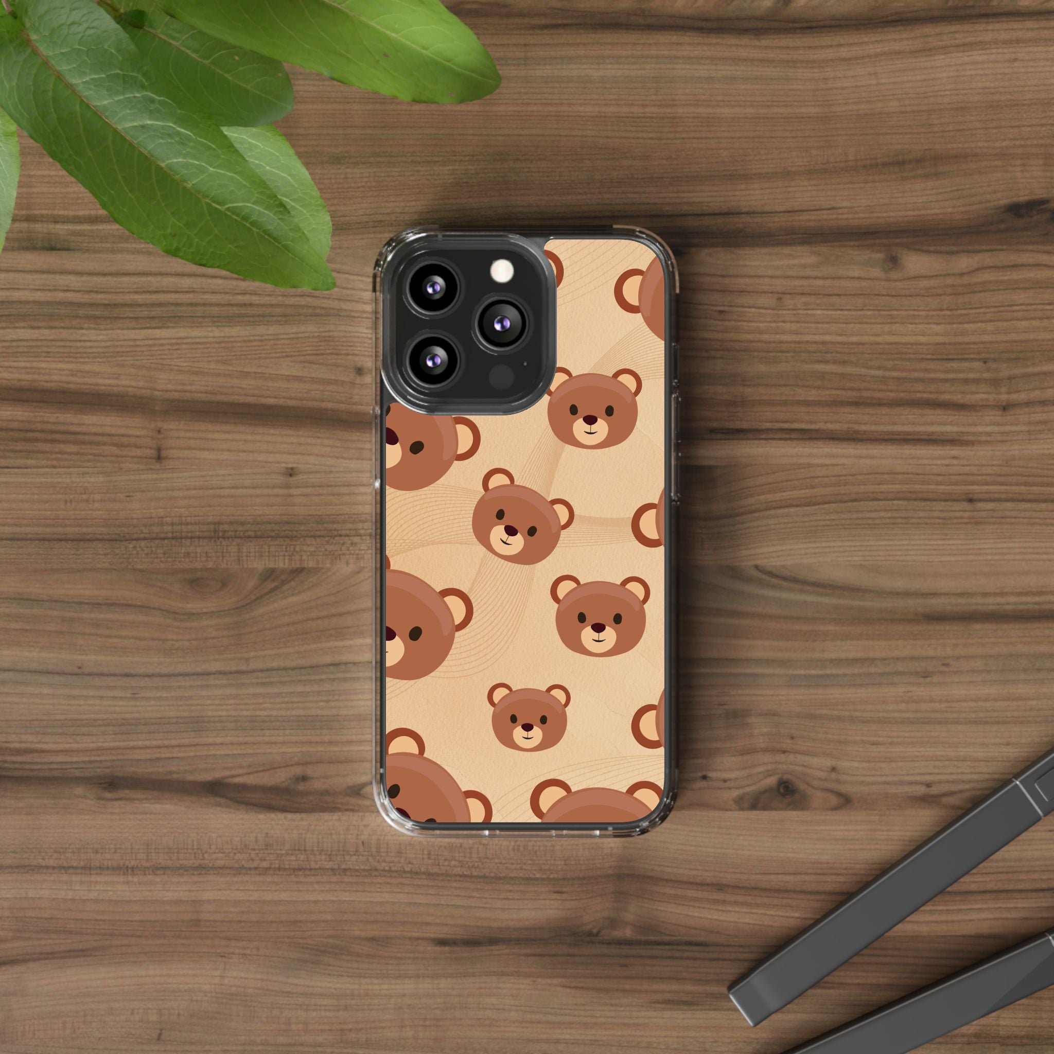 Bear Pattern Clear Phone Case, Cute Animal Phone Cover, Gift for Kids, Trendy Phone Accessory, Birthday Gift, Fun & Playful Style