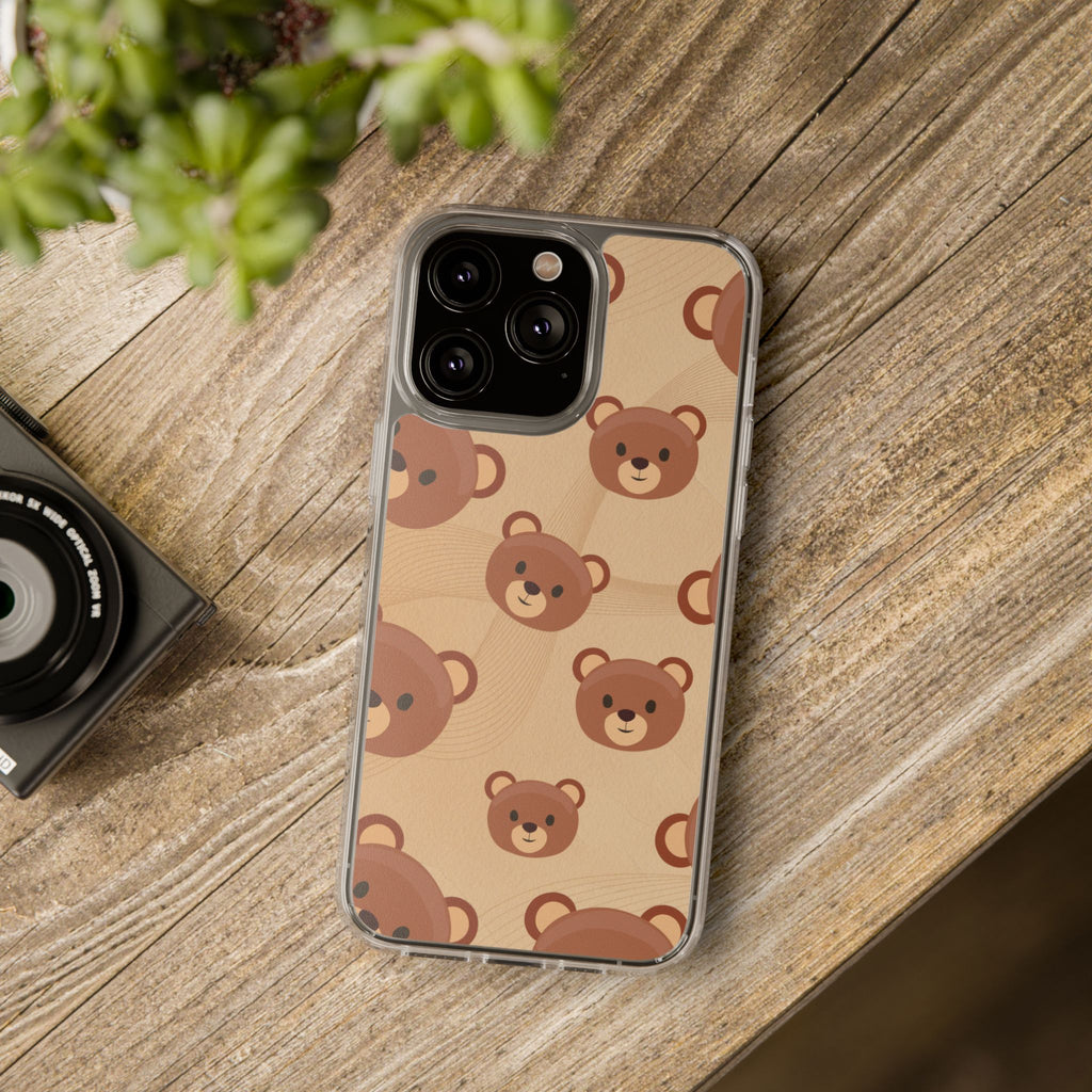 Bear Pattern Clear Phone Case, Cute Animal Phone Cover, Gift for Kids, Trendy Phone Accessory, Birthday Gift, Fun & Playful Style