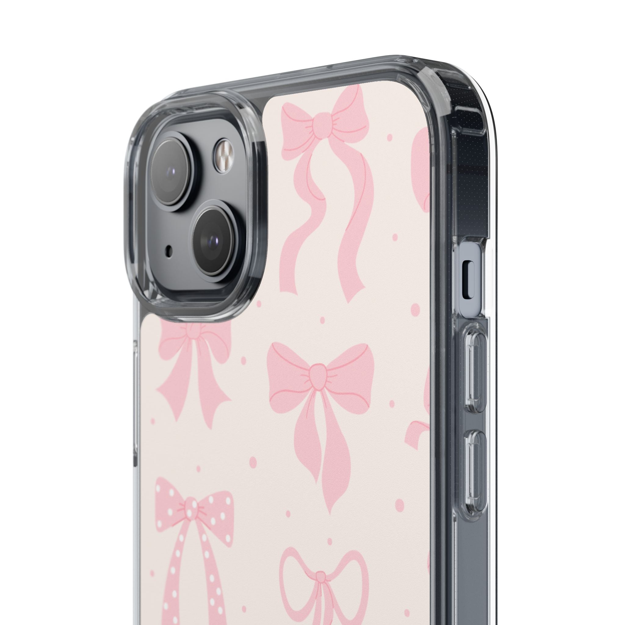 Chic Bow Pattern Phone Case, Cute Pink Bow Clear Cases for Girls, Stylish Gift, Holiday Accessory, Trendy Tech Decor