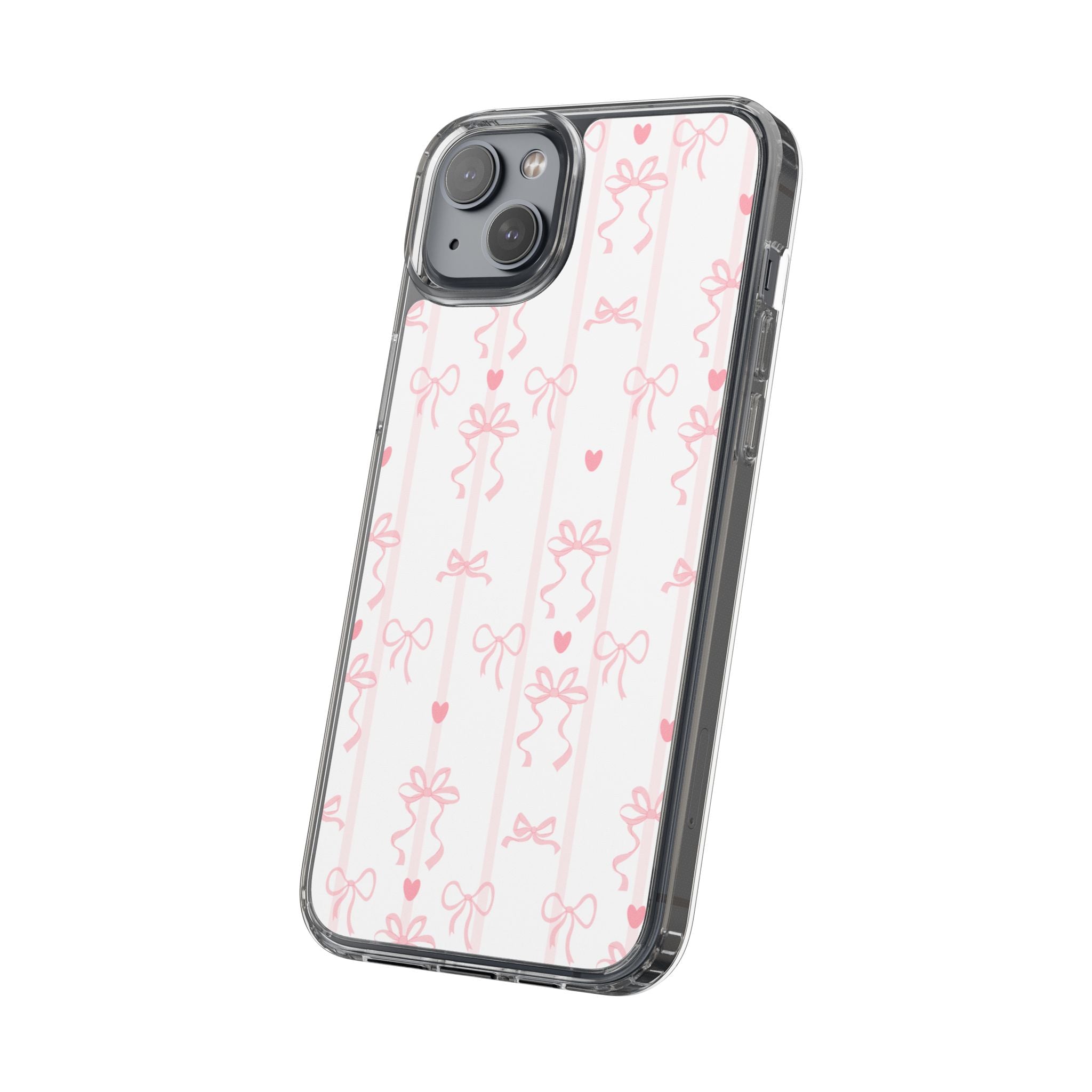 Pink Bow Aesthetic Phone Case – Cute Shockproof Protective Cover with Precise Cutouts, Kawaii Gift for Women & Girls