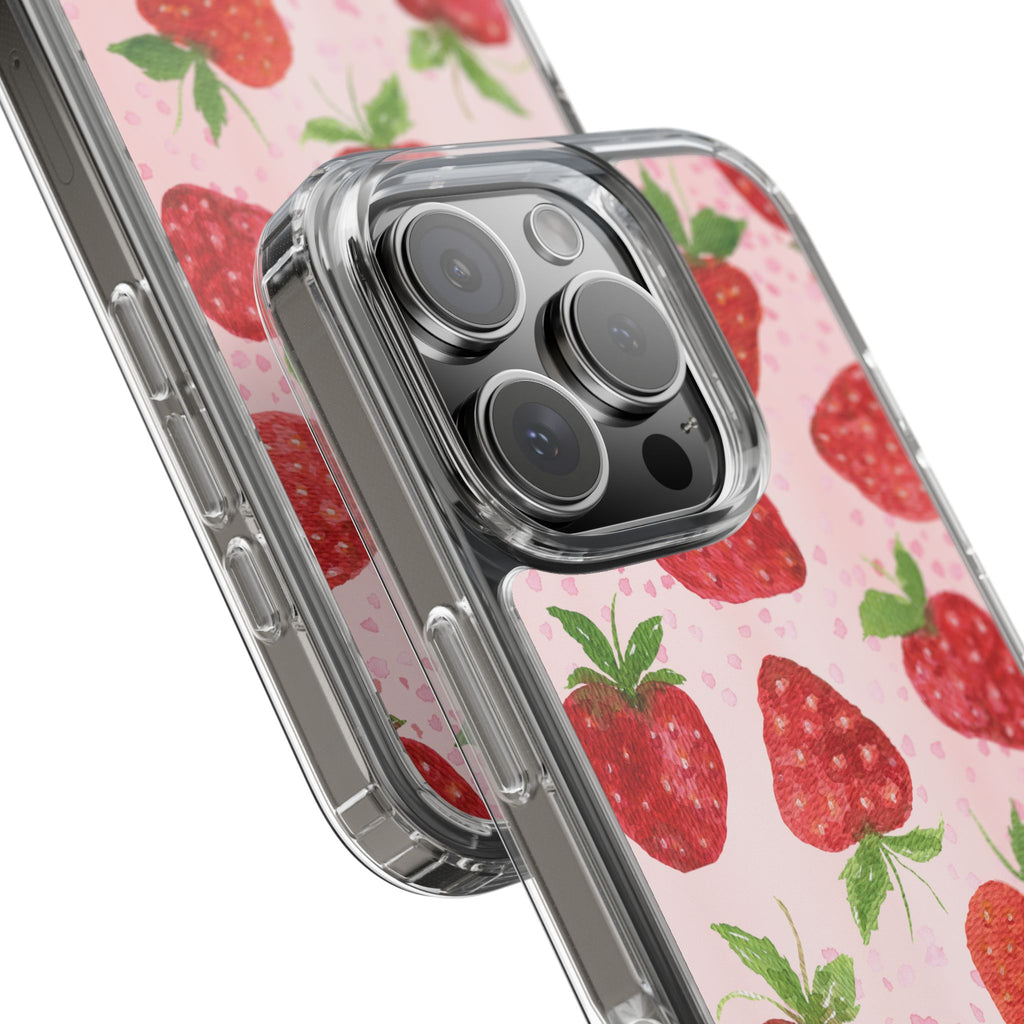 Aesthetic Pink Strawberry Phone Case – Cute Kawaii Fruit Design, Slim Protective Cover for Women & Girls | iPhone and Samsung