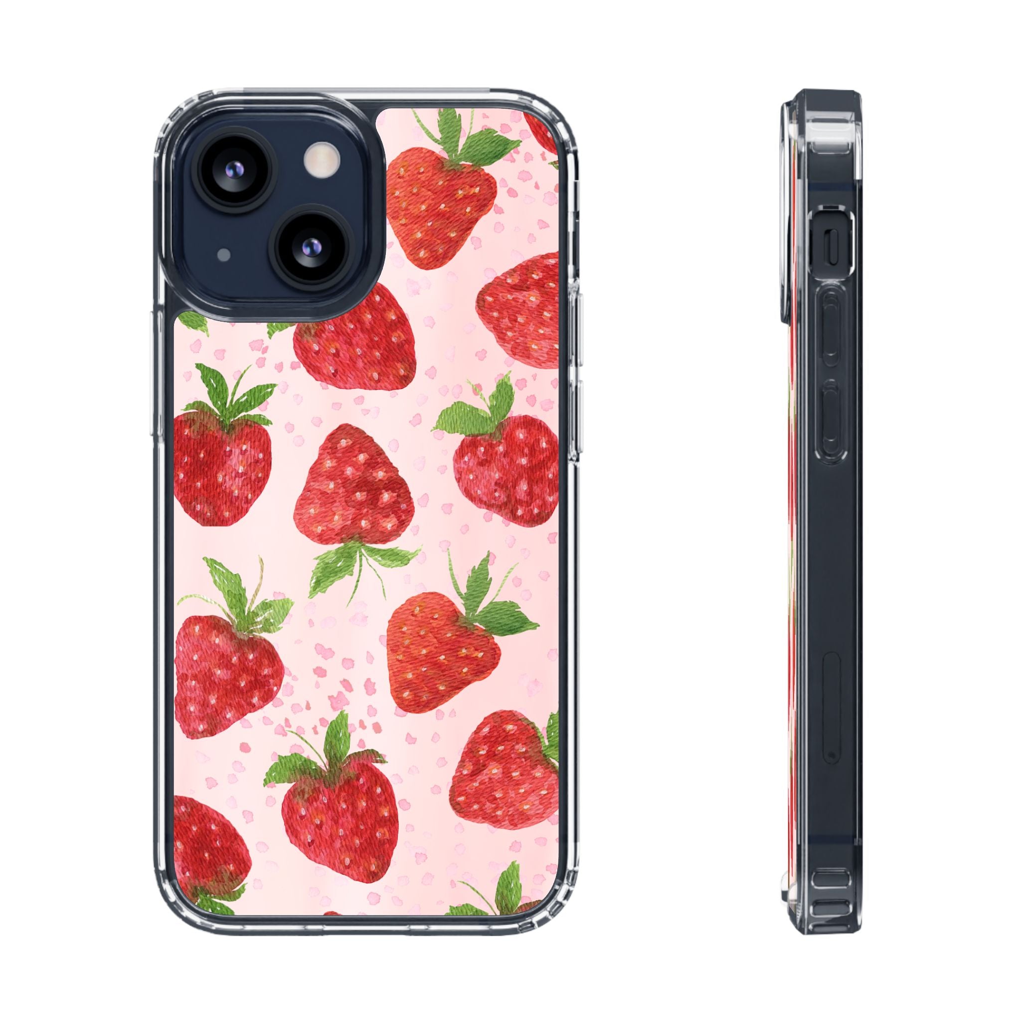 Aesthetic Pink Strawberry Phone Case – Cute Kawaii Fruit Design, Slim Protective Cover for Women & Girls | iPhone and Samsung