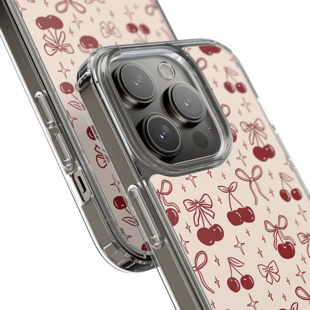 Red Cherry Pattern Aesthetic Phone Case – Slim Lightweight Protective Cover, Cute Colorful Design for Women & Girls