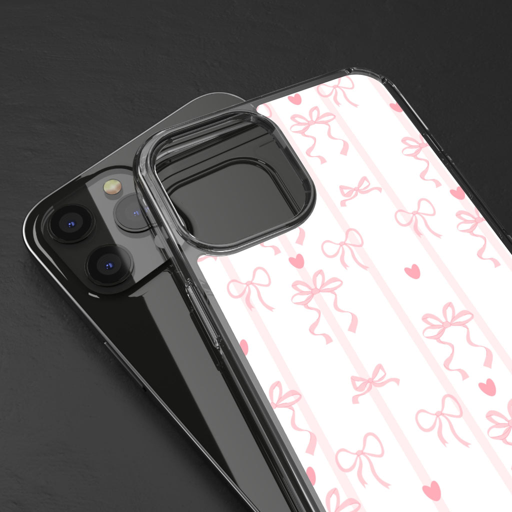 Pink Bow Aesthetic Phone Case – Cute Shockproof Protective Cover with Precise Cutouts, Kawaii Gift for Women & Girls