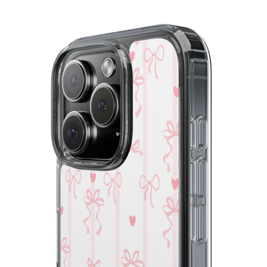 Pink Bow Aesthetic Phone Case – Cute Shockproof Protective Cover with Precise Cutouts, Kawaii Gift for Women & Girls