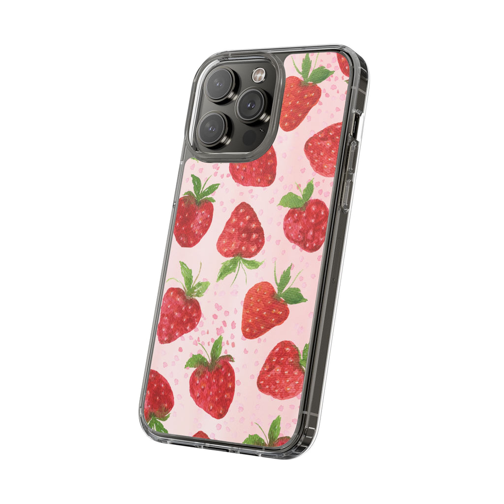 Aesthetic Pink Strawberry Phone Case – Cute Kawaii Fruit Design, Slim Protective Cover for Women & Girls | iPhone and Samsung
