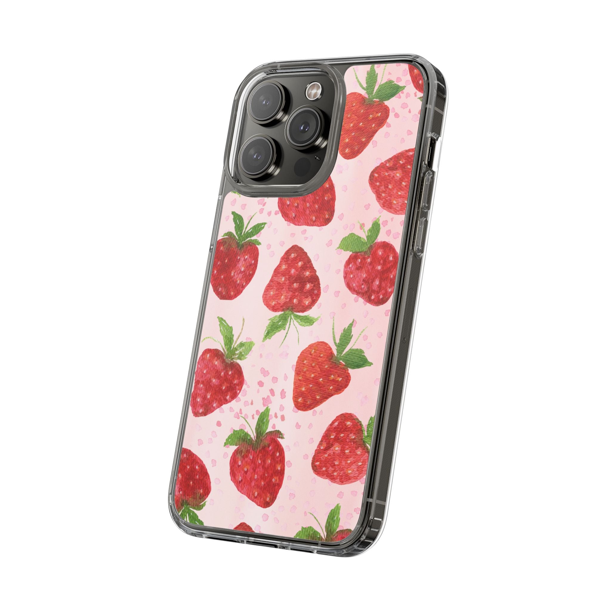 Aesthetic Pink Strawberry Phone Case – Cute Kawaii Fruit Design, Slim Protective Cover for Women & Girls | iPhone and Samsung