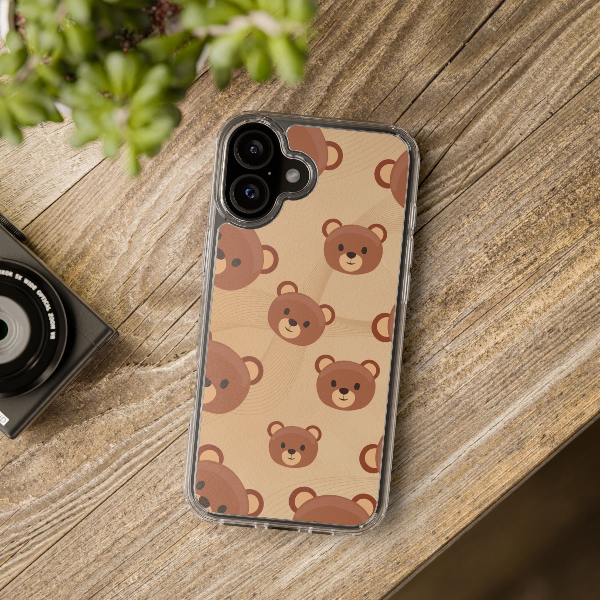Bear Pattern Clear Phone Case, Cute Animal Phone Cover, Gift for Kids, Trendy Phone Accessory, Birthday Gift, Fun & Playful Style