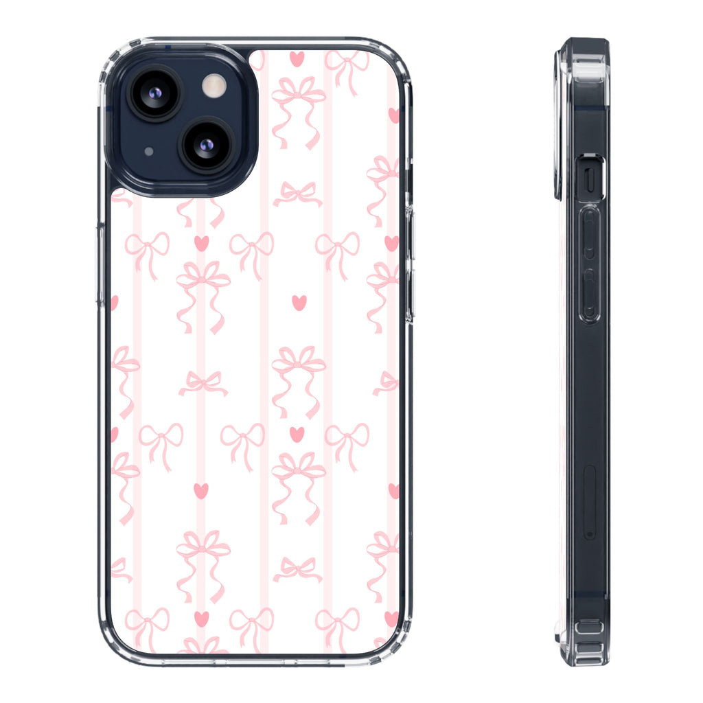 Pink Bow Aesthetic Phone Case – Cute Shockproof Protective Cover with Precise Cutouts, Kawaii Gift for Women & Girls