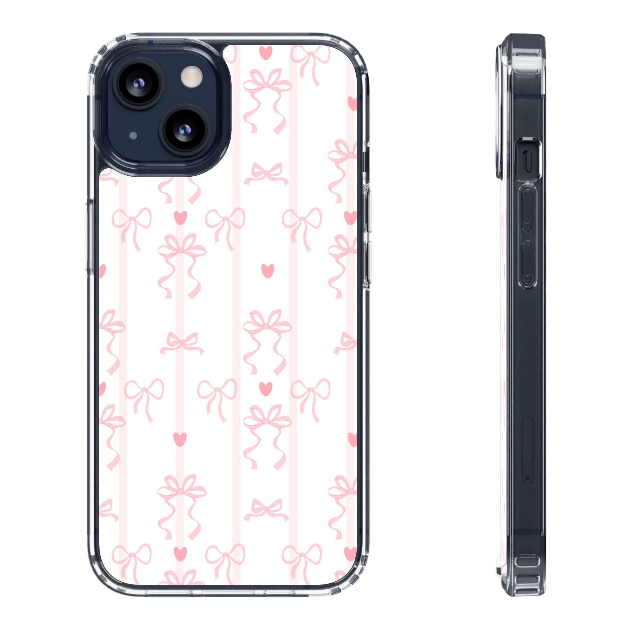Pink Bow Aesthetic Phone Case – Cute Shockproof Protective Cover with Precise Cutouts, Kawaii Gift for Women & Girls