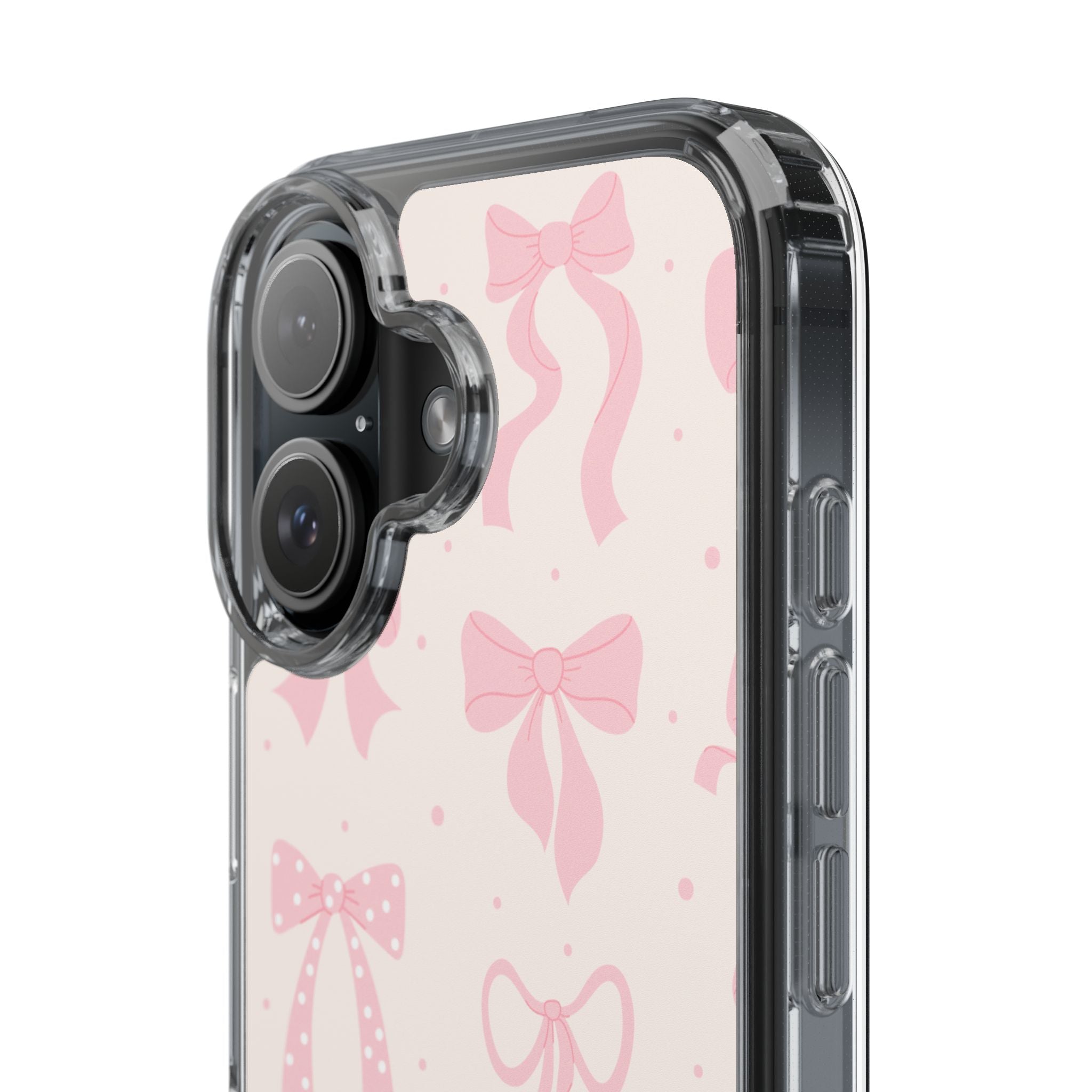 Chic Bow Pattern Phone Case, Cute Pink Bow Clear Cases for Girls, Stylish Gift, Holiday Accessory, Trendy Tech Decor