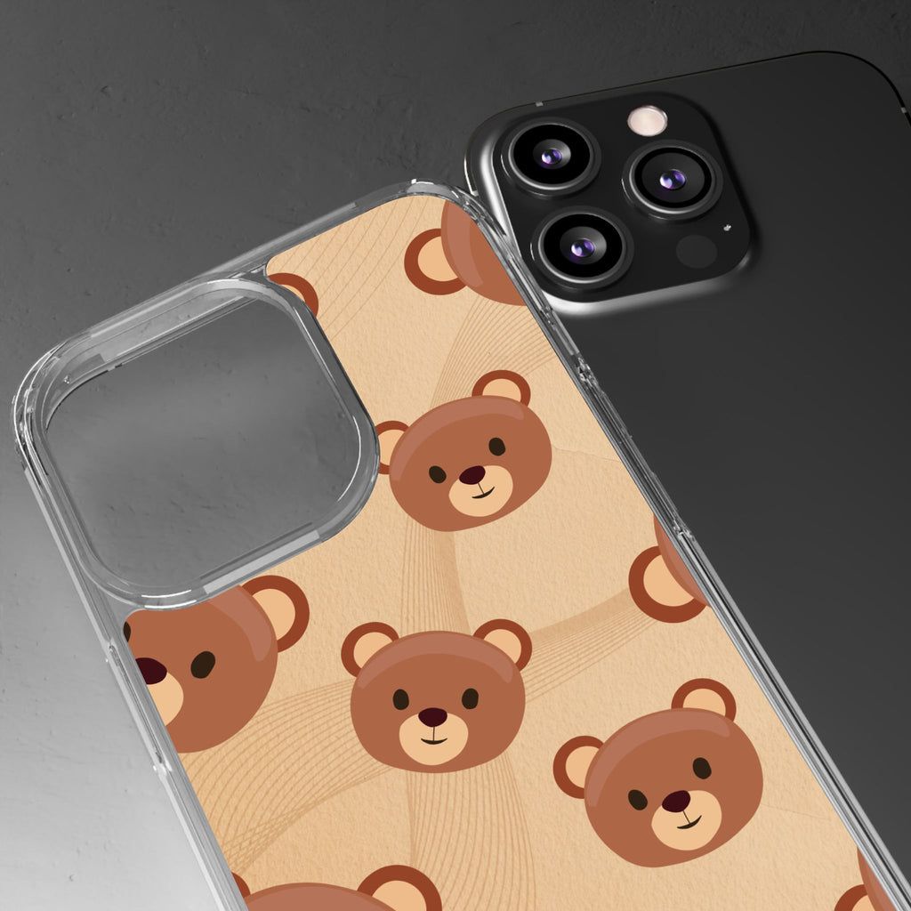 Bear Pattern Clear Phone Case, Cute Animal Phone Cover, Gift for Kids, Trendy Phone Accessory, Birthday Gift, Fun & Playful Style