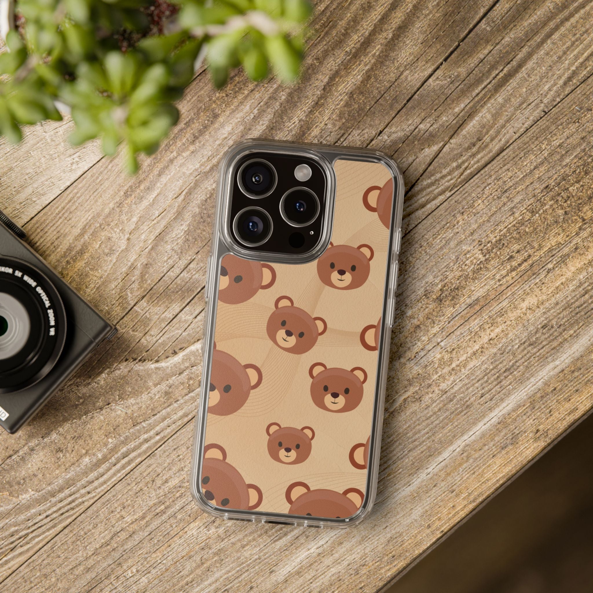 Bear Pattern Clear Phone Case, Cute Animal Phone Cover, Gift for Kids, Trendy Phone Accessory, Birthday Gift, Fun & Playful Style