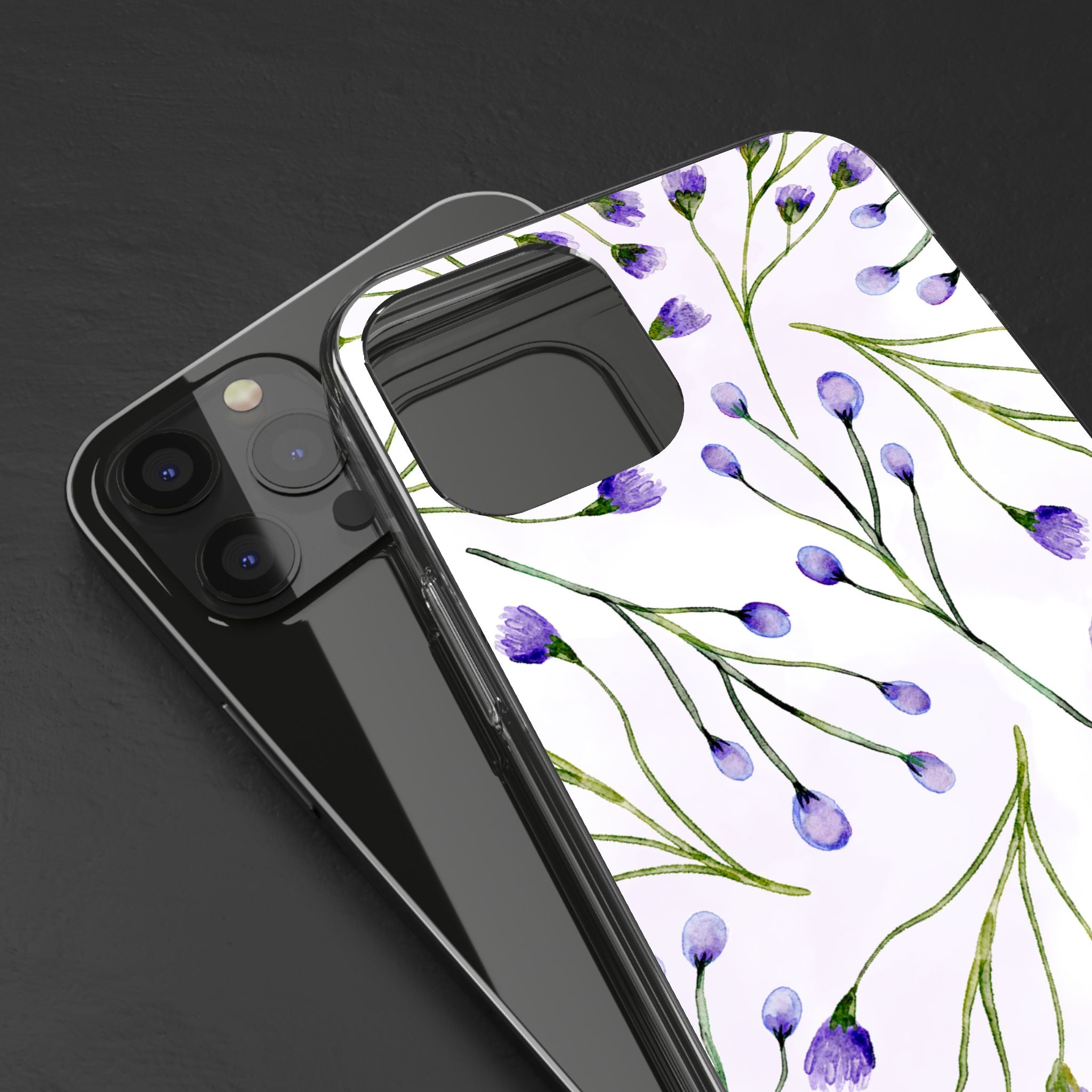 Purple Flower Pattern Phone Case – Aesthetic Floral Protective Cover, Slim Lightweight Design for Women & Girls | iPhone and Samsung