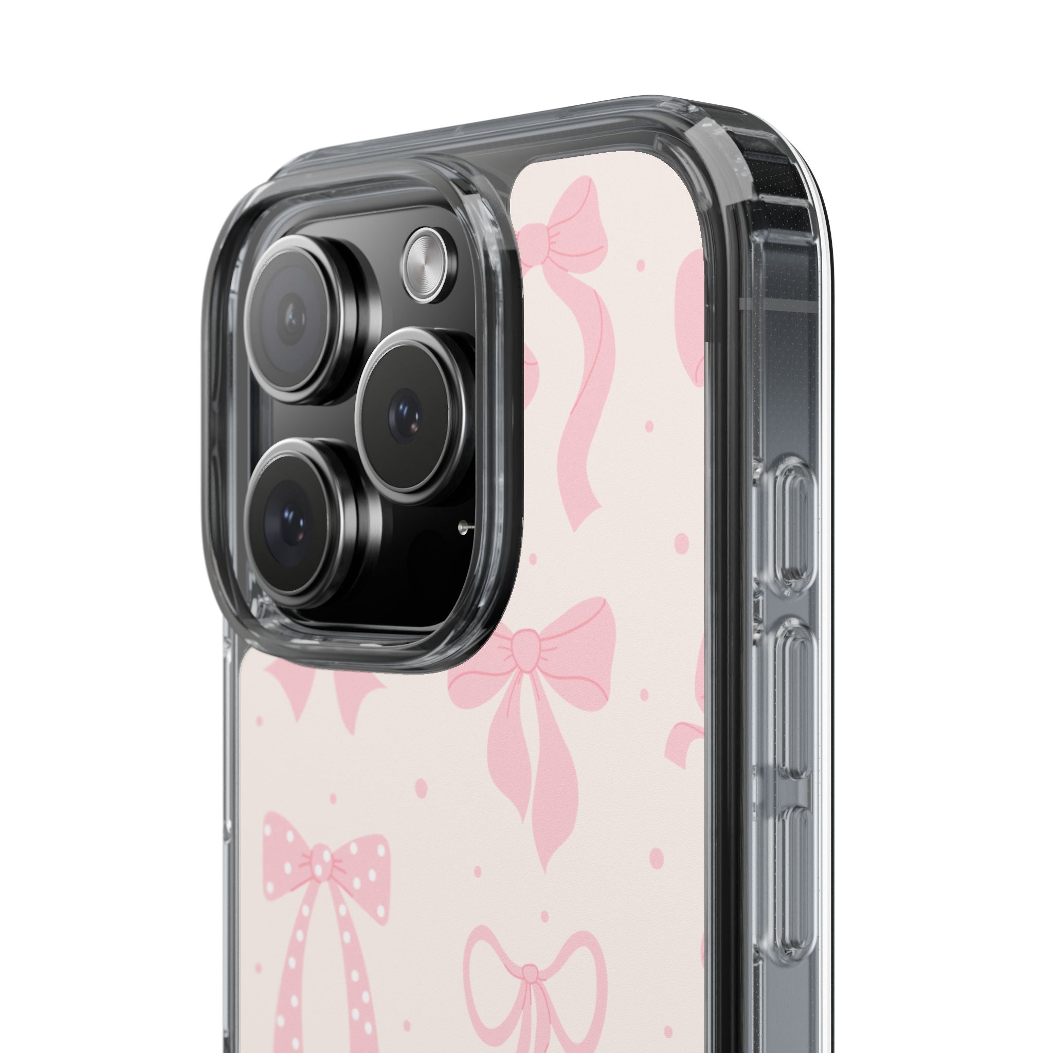 Chic Bow Pattern Phone Case, Cute Pink Bow Clear Cases for Girls, Stylish Gift, Holiday Accessory, Trendy Tech Decor