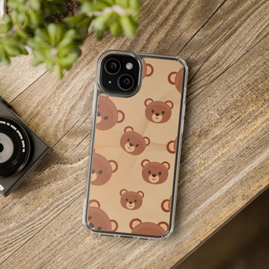 Bear Pattern Clear Phone Case, Cute Animal Phone Cover, Gift for Kids, Trendy Phone Accessory, Birthday Gift, Fun & Playful Style