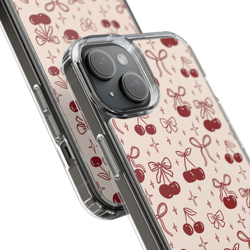 Red Cherry Pattern Aesthetic Phone Case – Slim Lightweight Protective Cover, Cute Colorful Design for Women & Girls