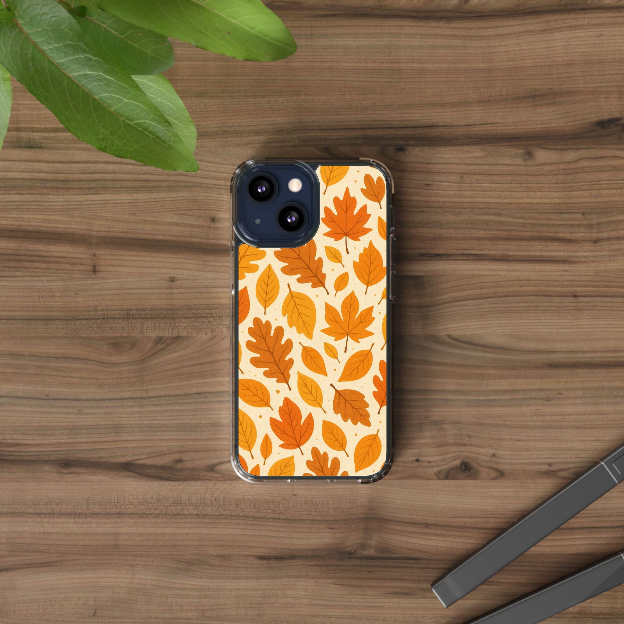 Autumn-Inspired Clear Phone Case | Fall Leaves Design | iPhone, Samsung, Seasonal Gift, Nature Lovers, Phone Accessory