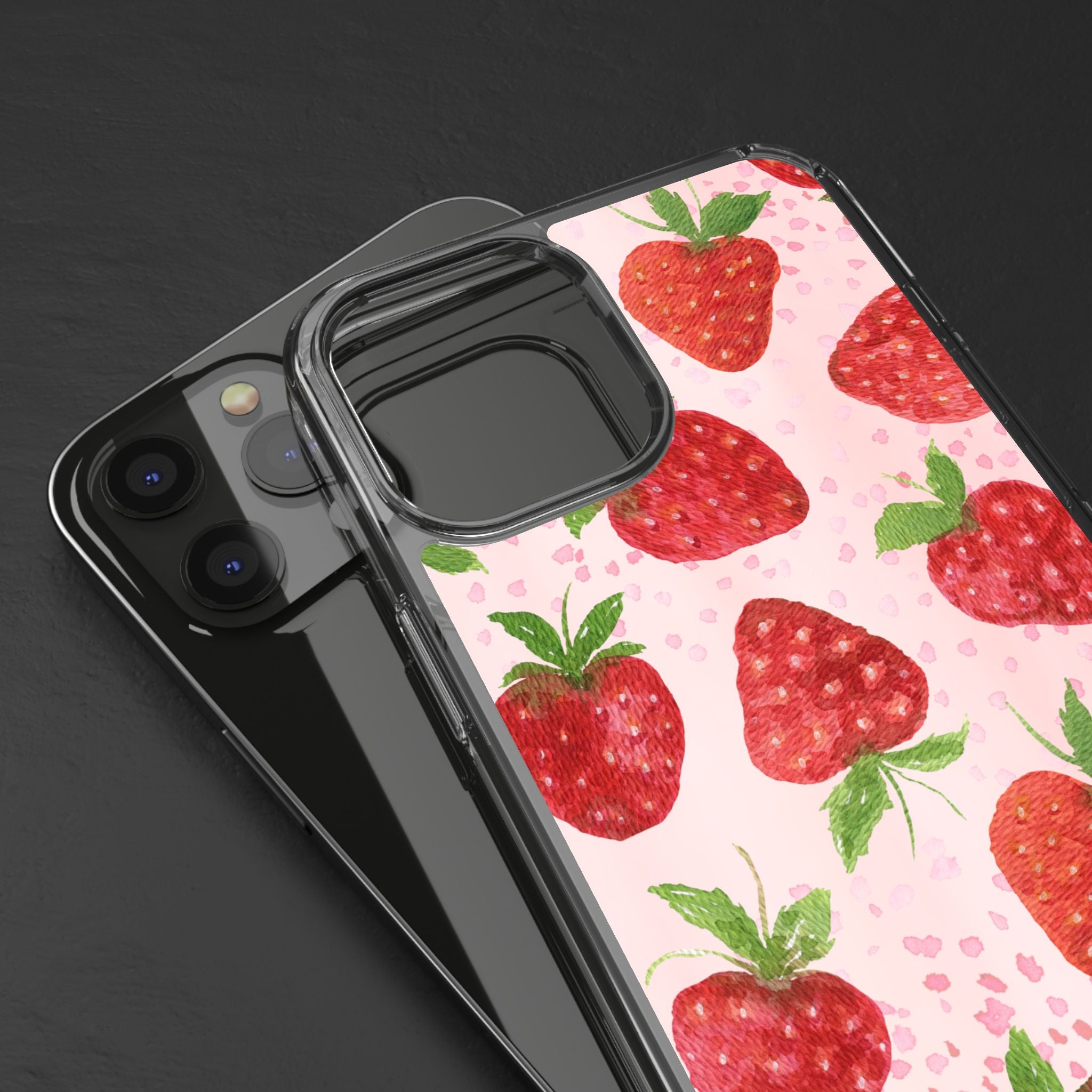 Aesthetic Pink Strawberry Phone Case – Cute Kawaii Fruit Design, Slim Protective Cover for Women & Girls | iPhone and Samsung