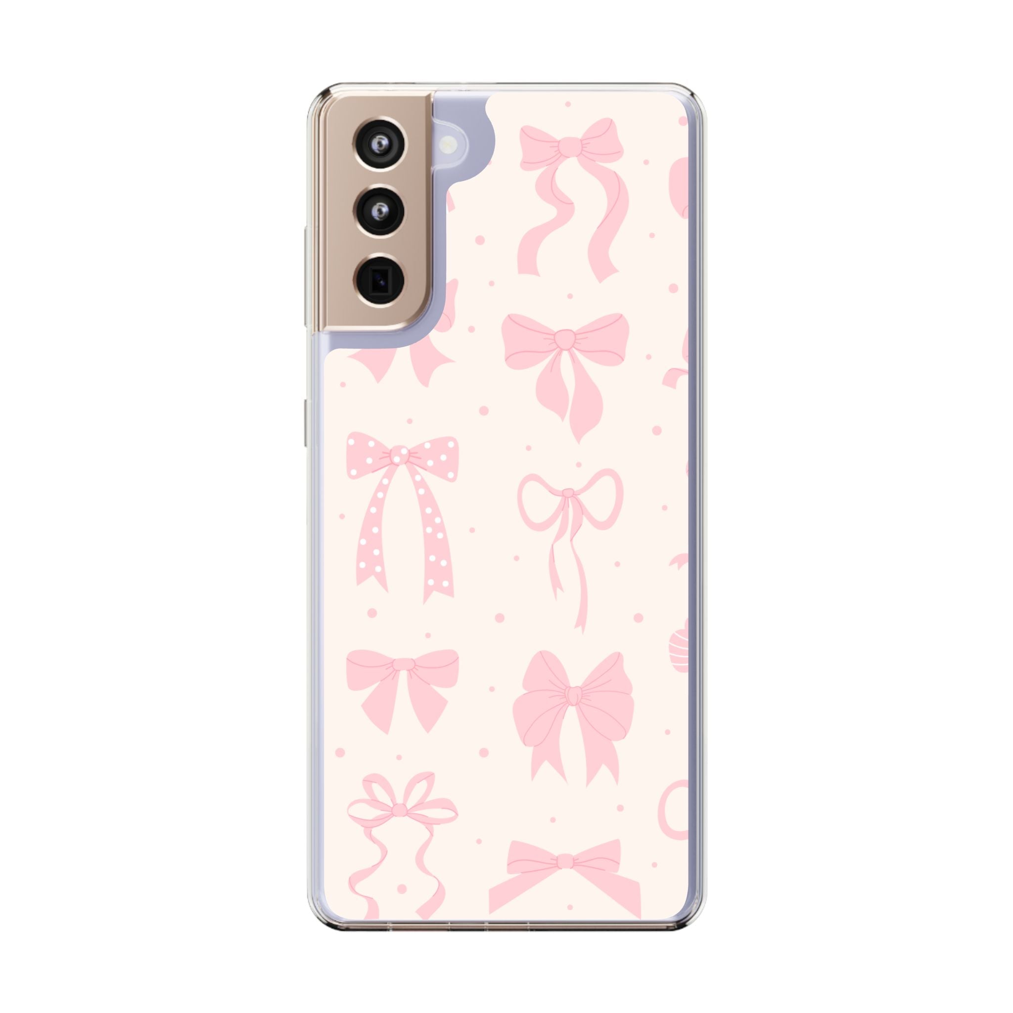 Chic Bow Pattern Phone Case, Cute Pink Bow Clear Cases for Girls, Stylish Gift, Holiday Accessory, Trendy Tech Decor