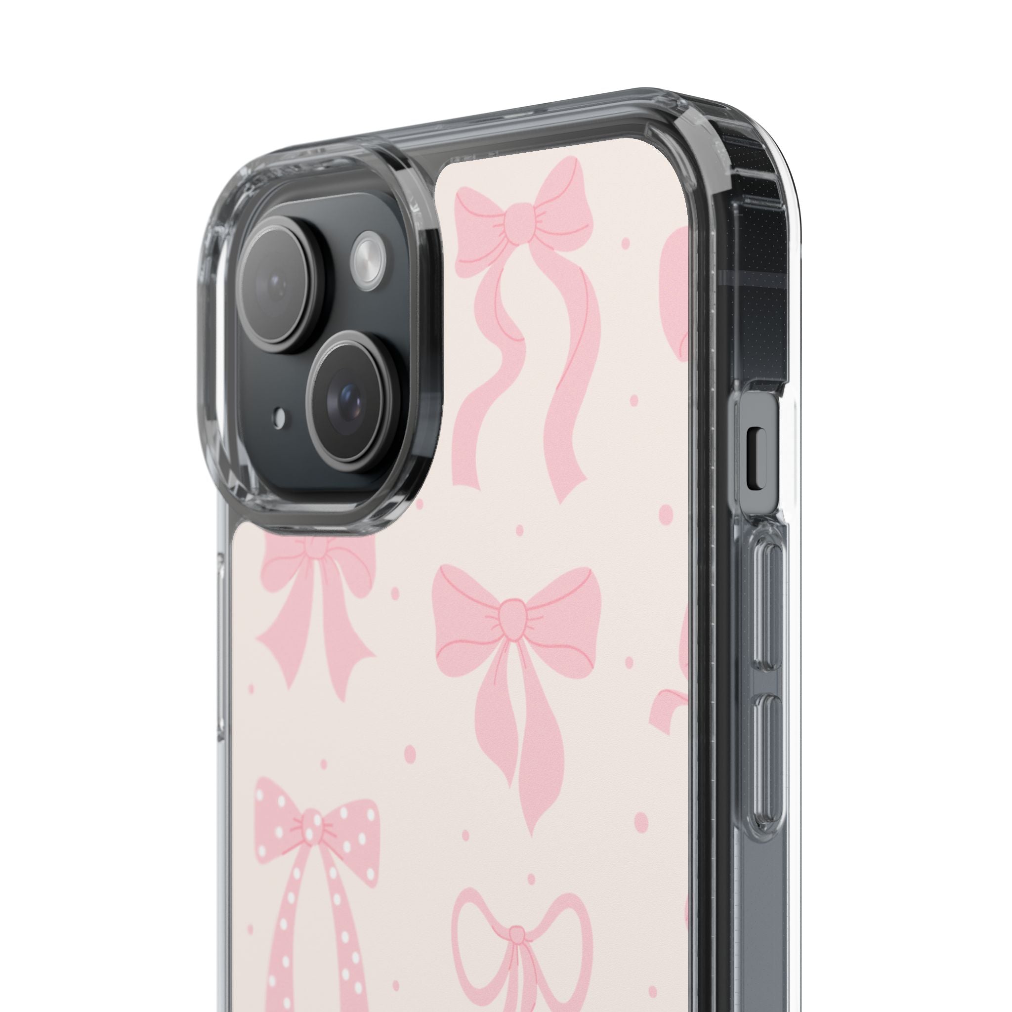 Chic Bow Pattern Phone Case, Cute Pink Bow Clear Cases for Girls, Stylish Gift, Holiday Accessory, Trendy Tech Decor