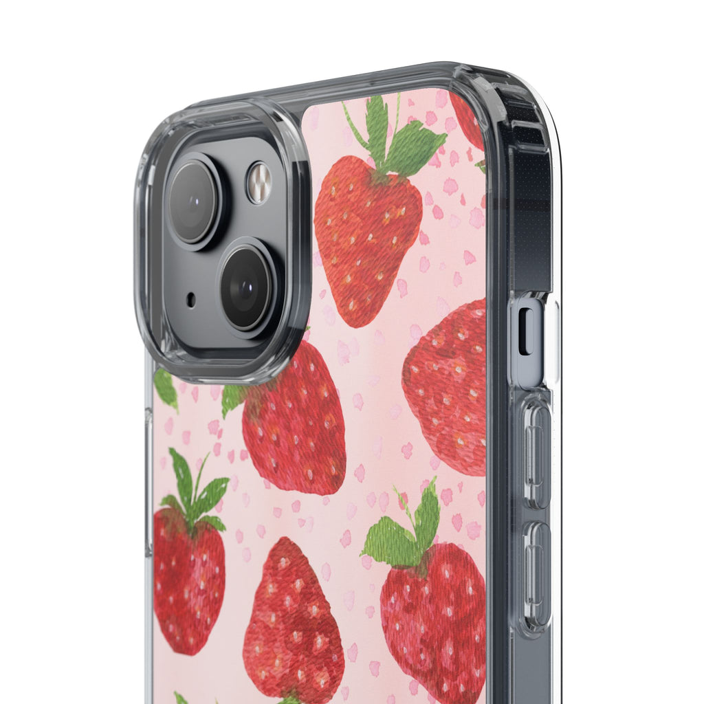 Aesthetic Pink Strawberry Phone Case – Cute Kawaii Fruit Design, Slim Protective Cover for Women & Girls | iPhone and Samsung