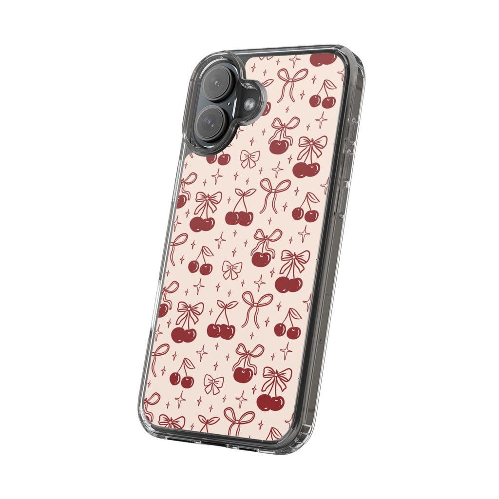 Red Cherry Pattern Aesthetic Phone Case – Slim Lightweight Protective Cover, Cute Colorful Design for Women & Girls