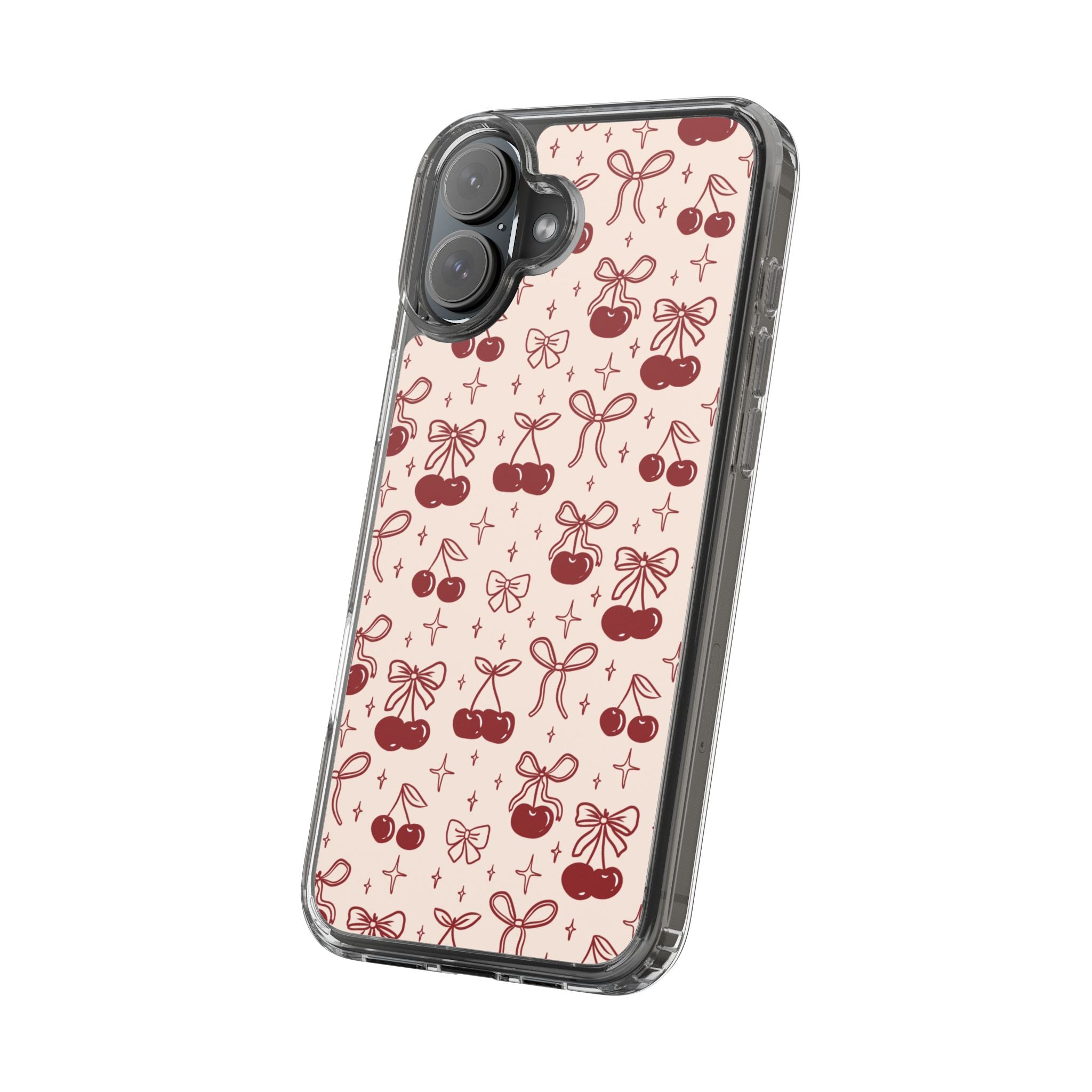 Red Cherry Pattern Aesthetic Phone Case – Slim Lightweight Protective Cover, Cute Colorful Design for Women & Girls