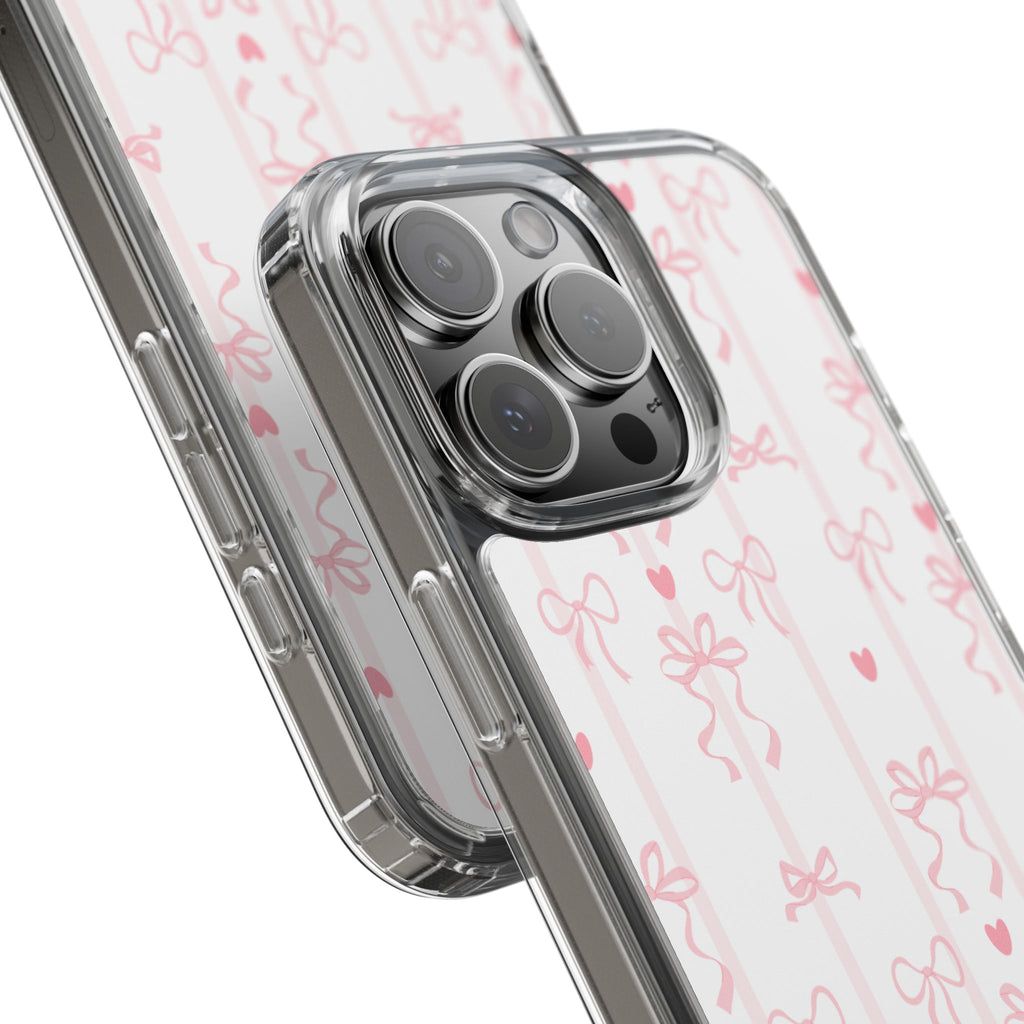Pink Bow Aesthetic Phone Case – Cute Shockproof Protective Cover with Precise Cutouts, Kawaii Gift for Women & Girls