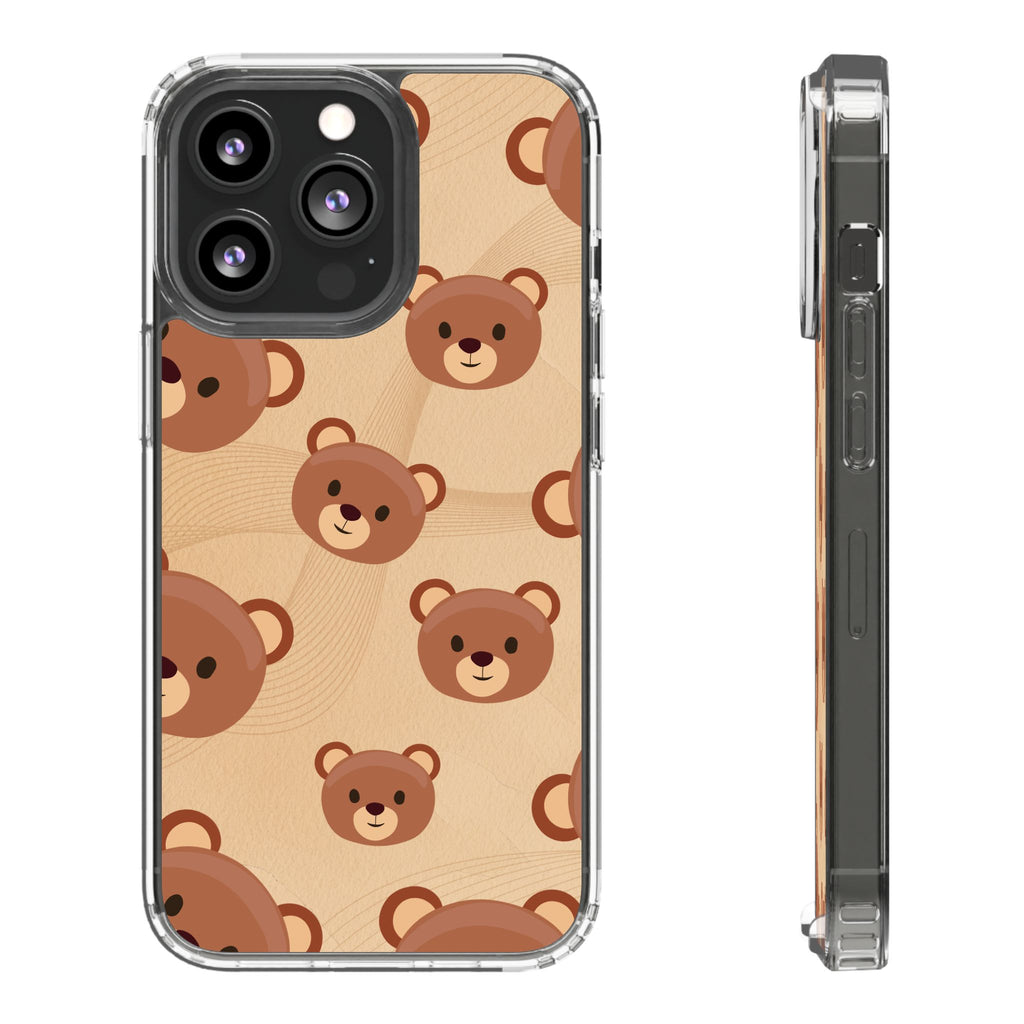 Bear Pattern Clear Phone Case, Cute Animal Phone Cover, Gift for Kids, Trendy Phone Accessory, Birthday Gift, Fun & Playful Style
