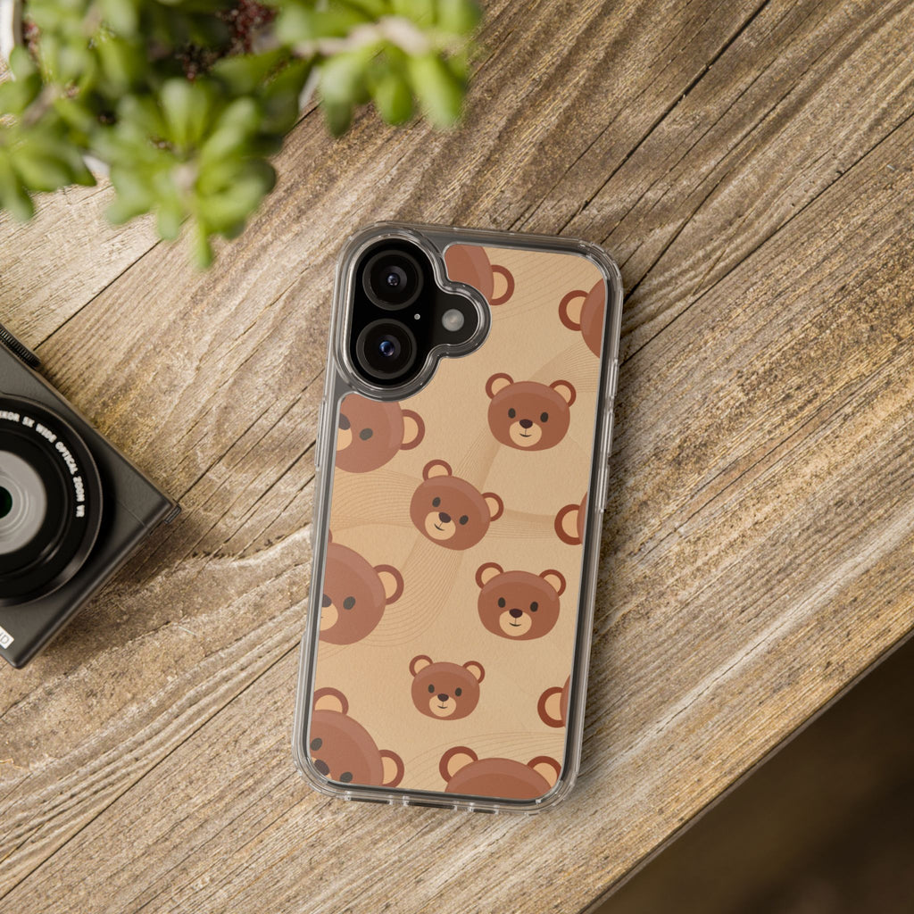 Bear Pattern Clear Phone Case, Cute Animal Phone Cover, Gift for Kids, Trendy Phone Accessory, Birthday Gift, Fun & Playful Style
