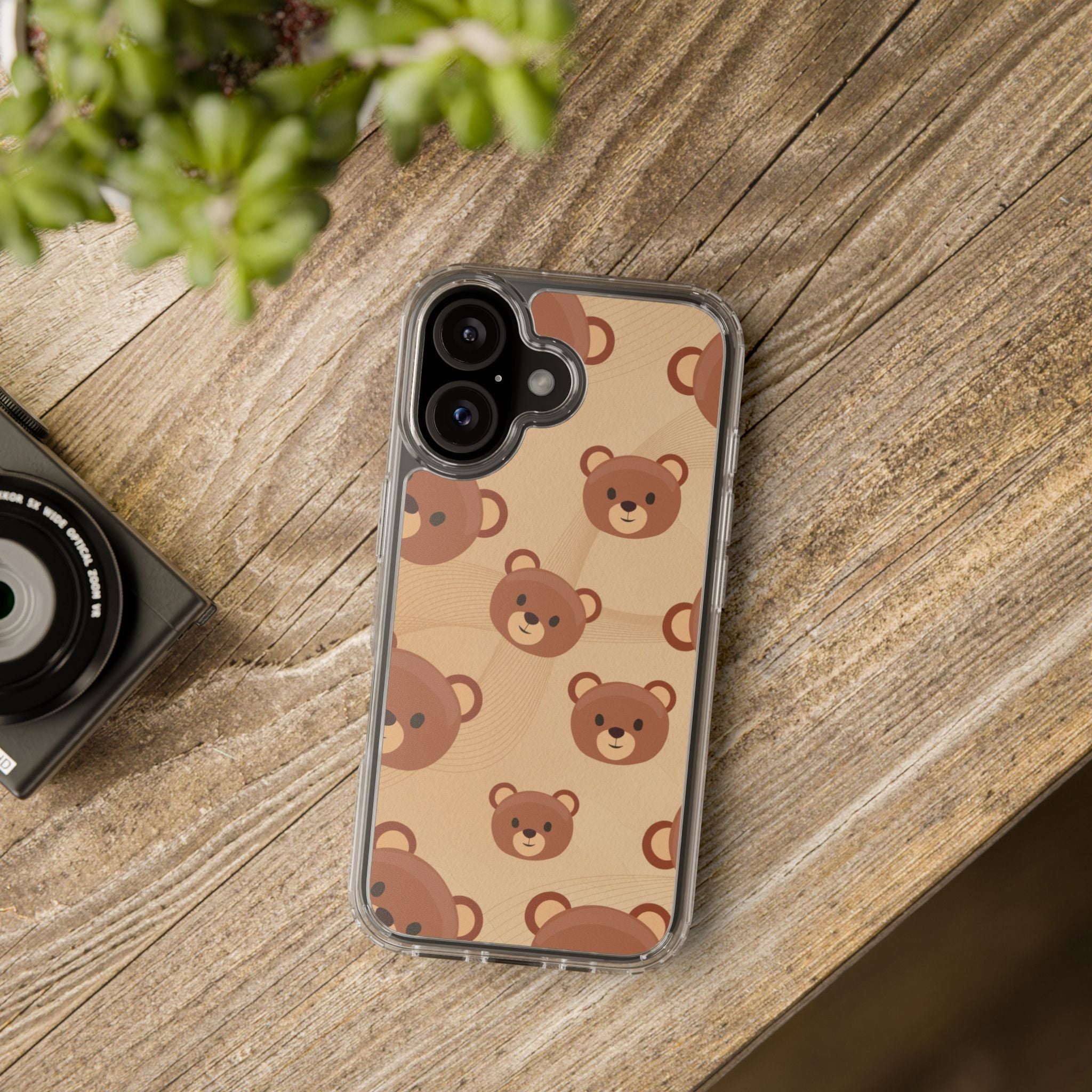 Bear Pattern Clear Phone Case, Cute Animal Phone Cover, Gift for Kids, Trendy Phone Accessory, Birthday Gift, Fun & Playful Style