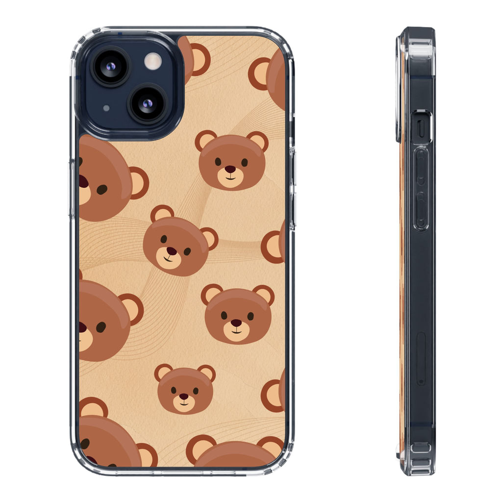 Bear Pattern Clear Phone Case, Cute Animal Phone Cover, Gift for Kids, Trendy Phone Accessory, Birthday Gift, Fun & Playful Style