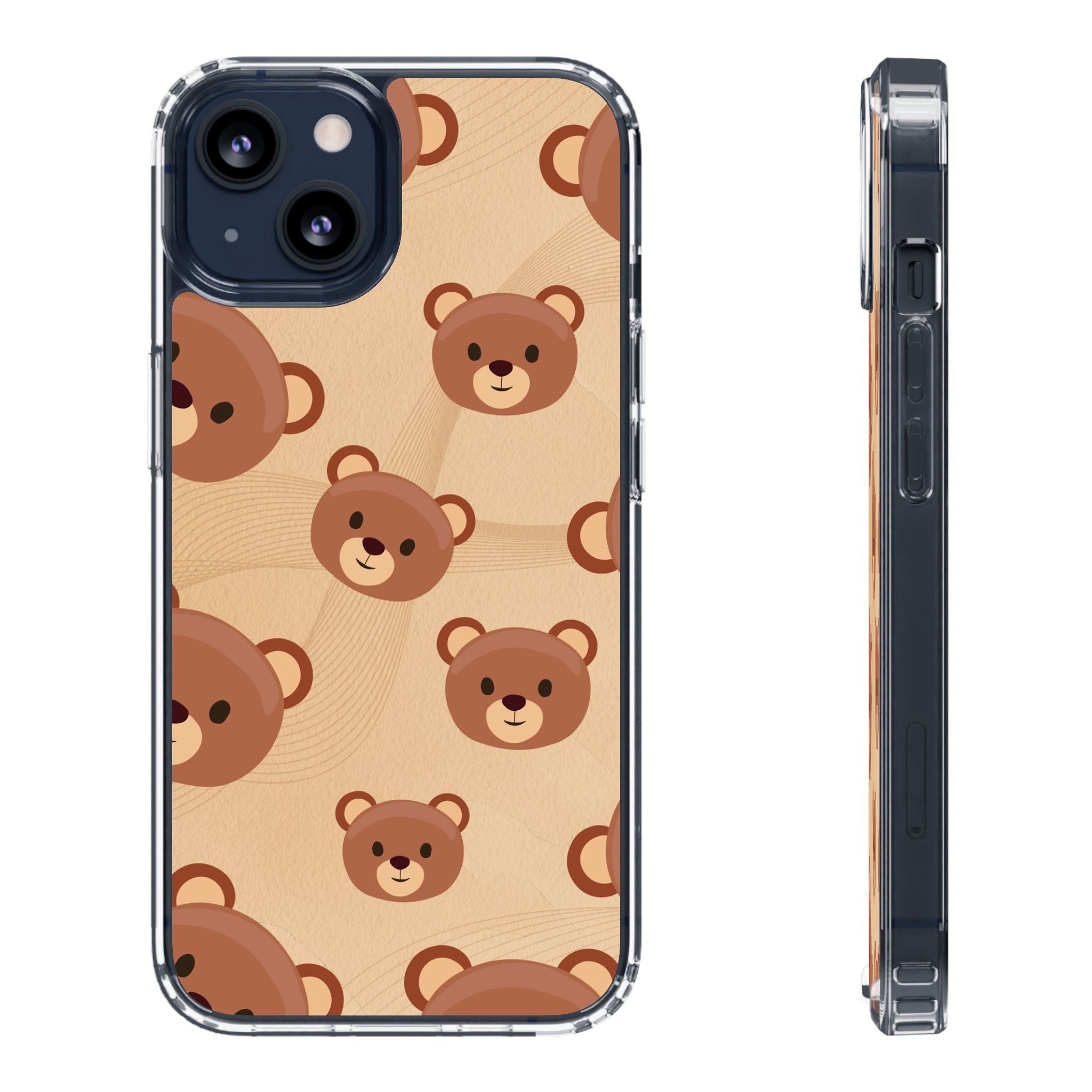 Bear Pattern Clear Phone Case, Cute Animal Phone Cover, Gift for Kids, Trendy Phone Accessory, Birthday Gift, Fun & Playful Style