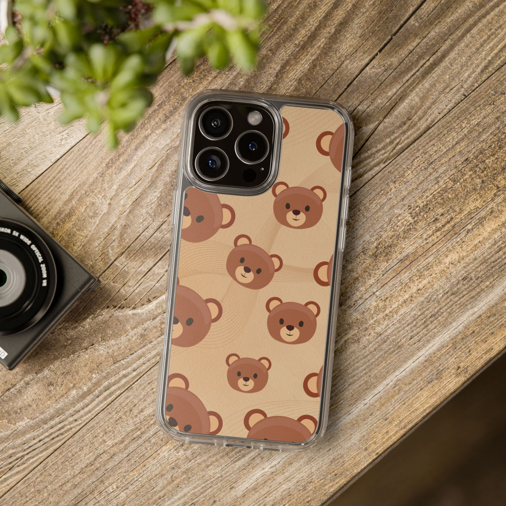 Bear Pattern Clear Phone Case, Cute Animal Phone Cover, Gift for Kids, Trendy Phone Accessory, Birthday Gift, Fun & Playful Style