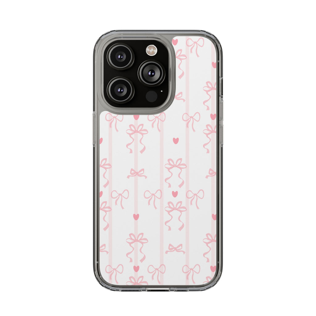 Pink Bow Aesthetic Phone Case – Cute Shockproof Protective Cover with Precise Cutouts, Kawaii Gift for Women & Girls