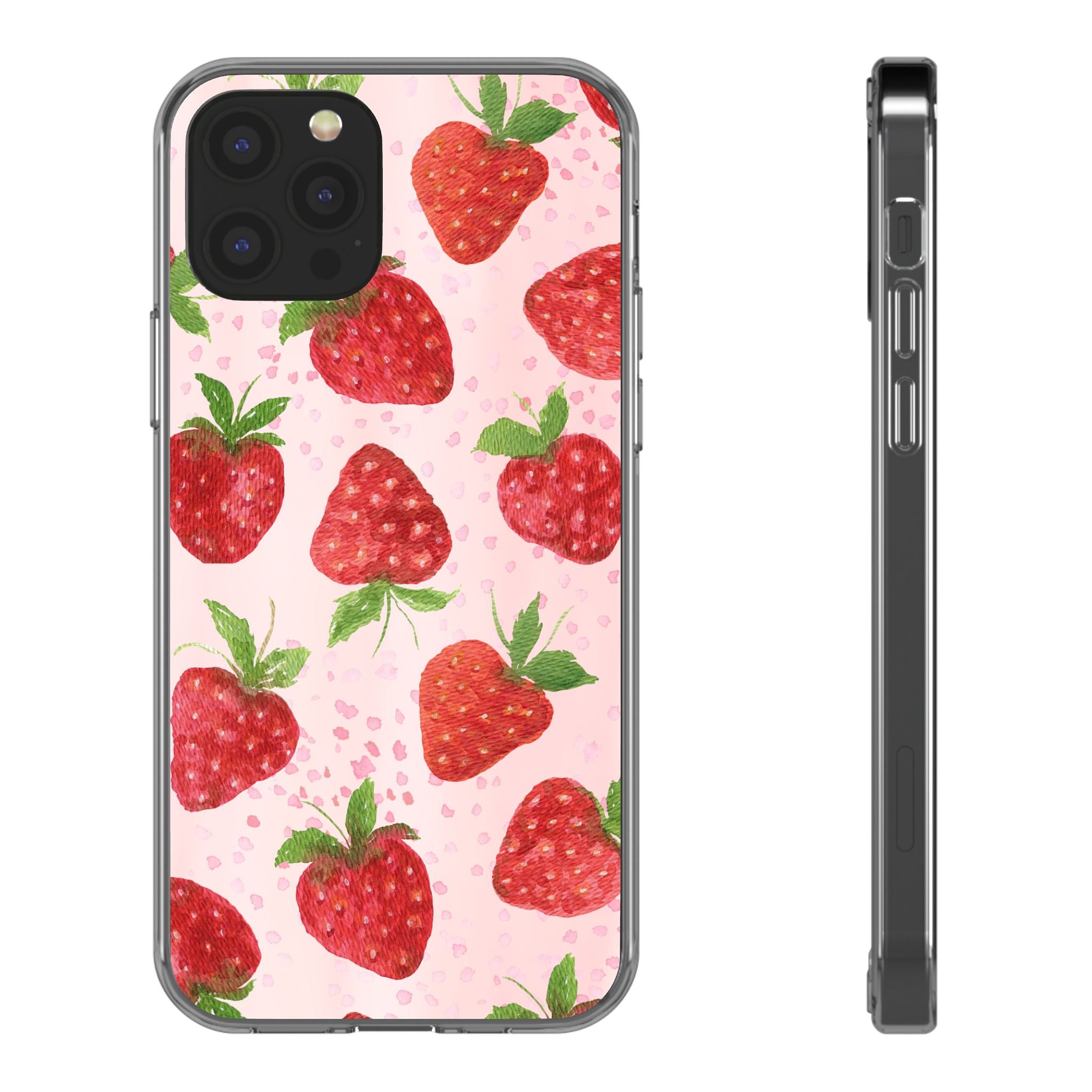 Aesthetic Pink Strawberry Phone Case – Cute Kawaii Fruit Design, Slim Protective Cover for Women & Girls | iPhone and Samsung
