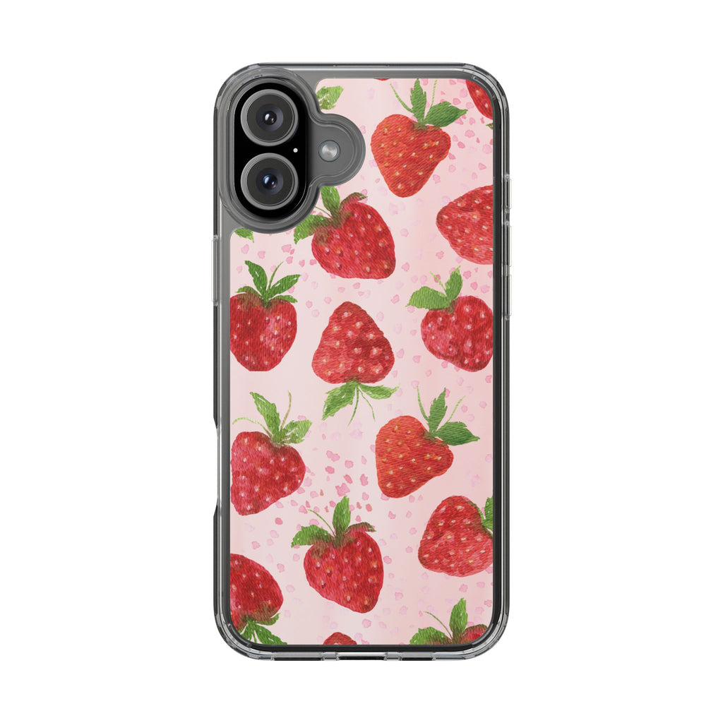 Aesthetic Pink Strawberry Phone Case – Cute Kawaii Fruit Design, Slim Protective Cover for Women & Girls | iPhone and Samsung