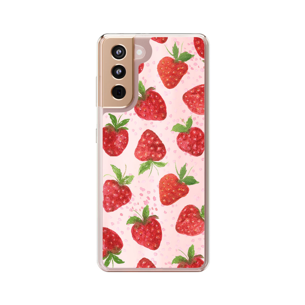 Aesthetic Pink Strawberry Phone Case – Cute Kawaii Fruit Design, Slim Protective Cover for Women & Girls | iPhone and Samsung