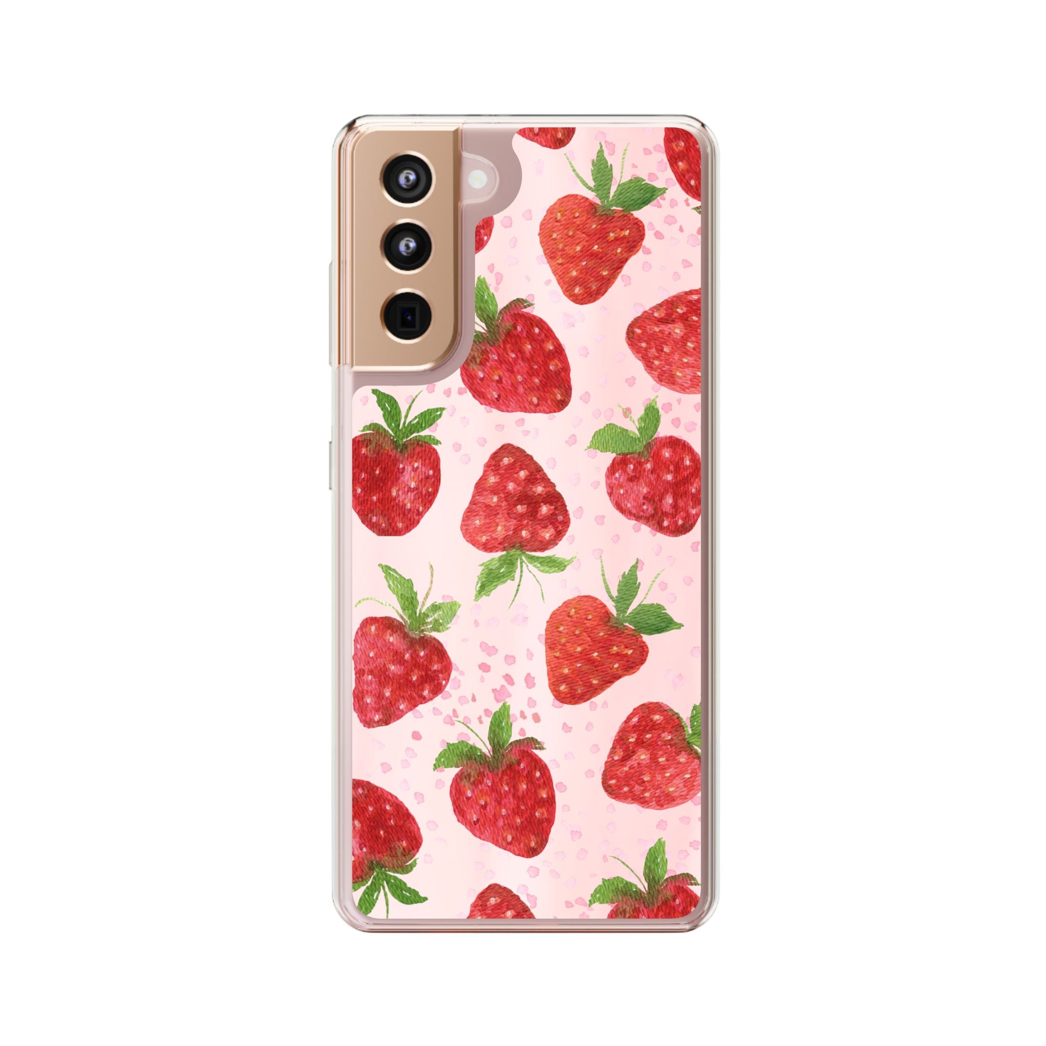 Aesthetic Pink Strawberry Phone Case – Cute Kawaii Fruit Design, Slim Protective Cover for Women & Girls | iPhone and Samsung