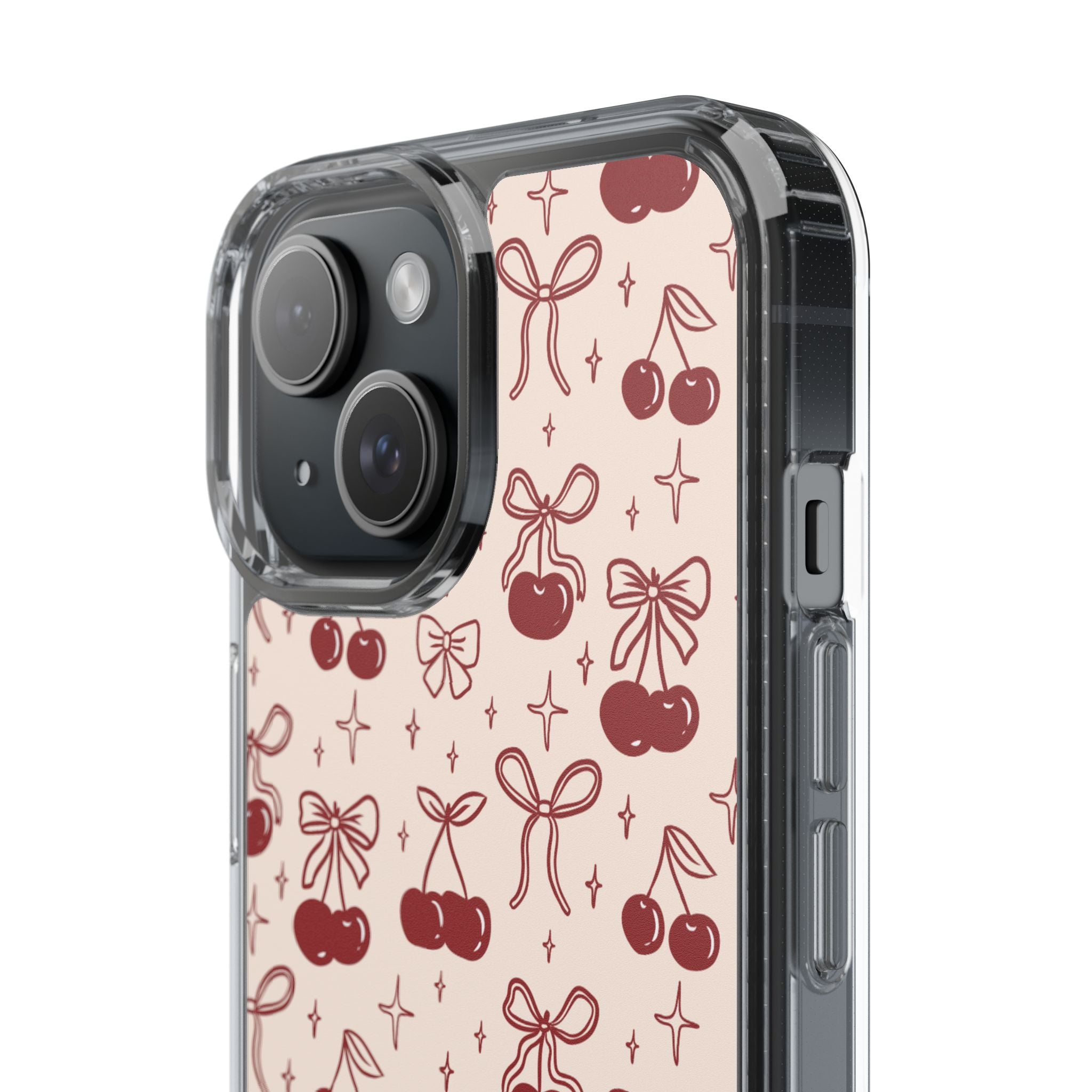 Red Cherry Pattern Aesthetic Phone Case – Slim Lightweight Protective Cover, Cute Colorful Design for Women & Girls