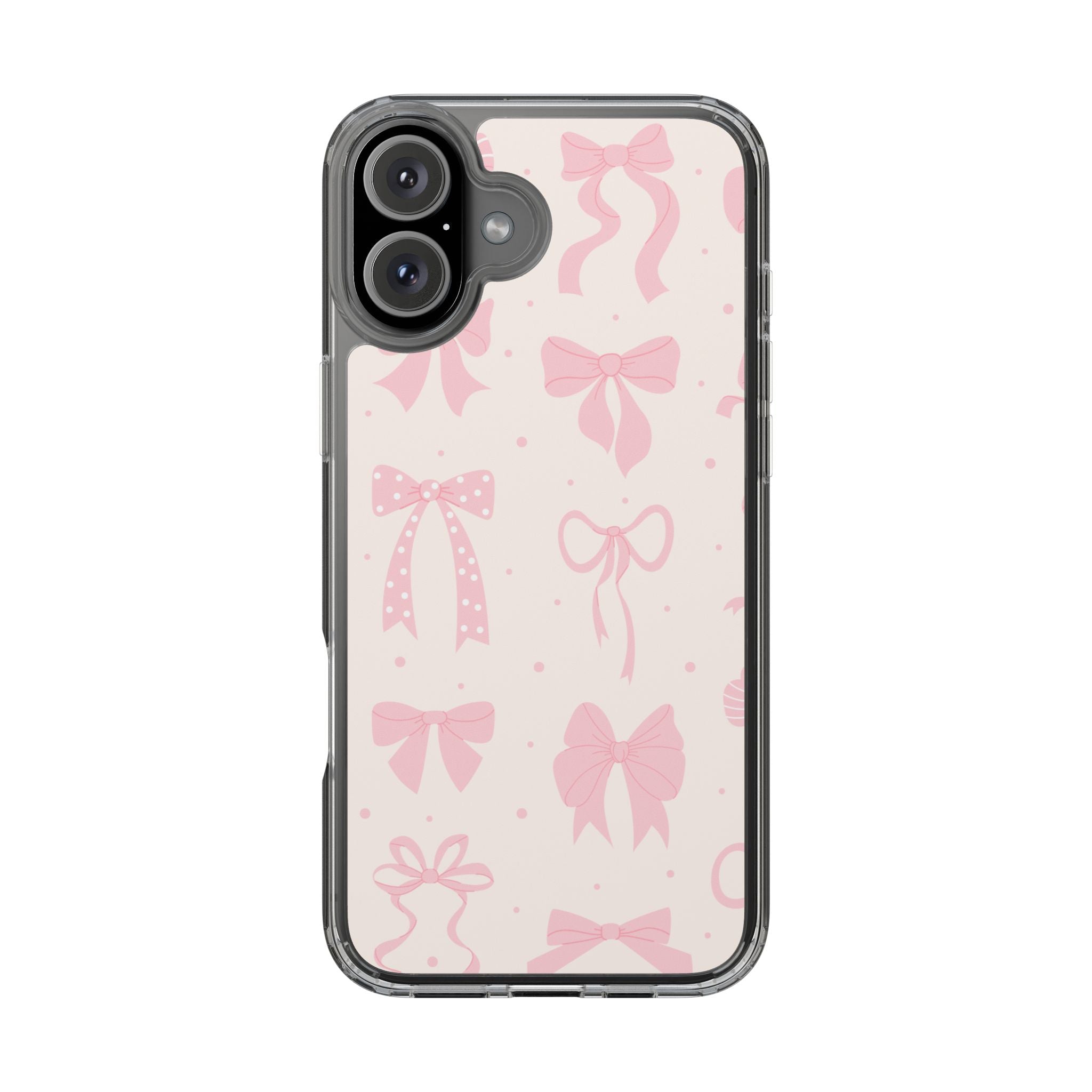 Chic Bow Pattern Phone Case, Cute Pink Bow Clear Cases for Girls, Stylish Gift, Holiday Accessory, Trendy Tech Decor
