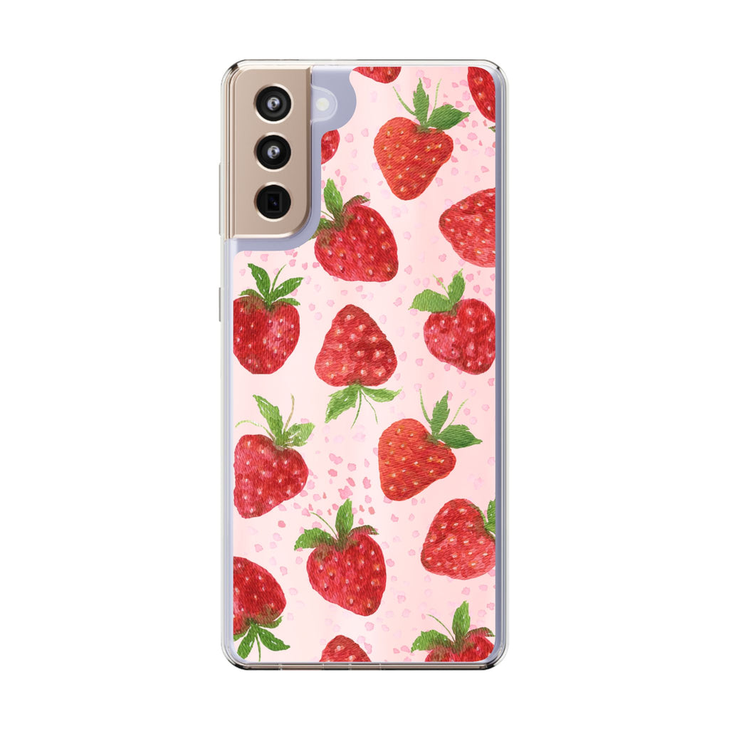 Aesthetic Pink Strawberry Phone Case – Cute Kawaii Fruit Design, Slim Protective Cover for Women & Girls | iPhone and Samsung