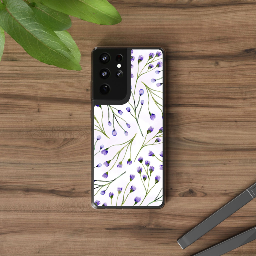 Purple Flower Pattern Phone Case – Aesthetic Floral Protective Cover, Slim Lightweight Design for Women & Girls | iPhone and Samsung