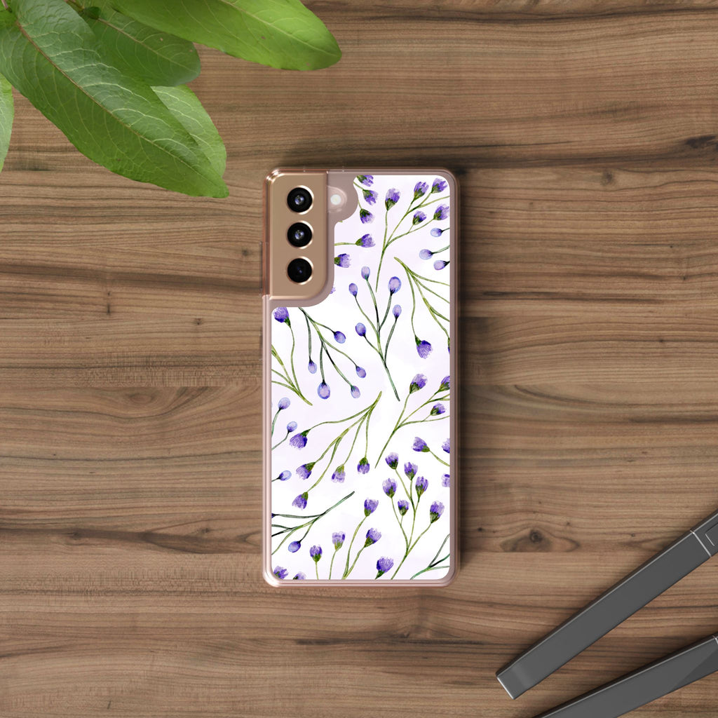Purple Flower Pattern Phone Case – Aesthetic Floral Protective Cover, Slim Lightweight Design for Women & Girls | iPhone and Samsung