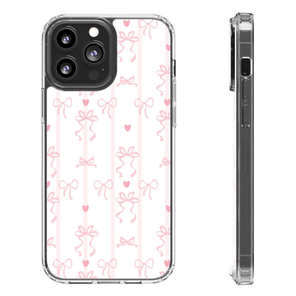 Pink Bow Aesthetic Phone Case – Cute Shockproof Protective Cover with Precise Cutouts, Kawaii Gift for Women & Girls