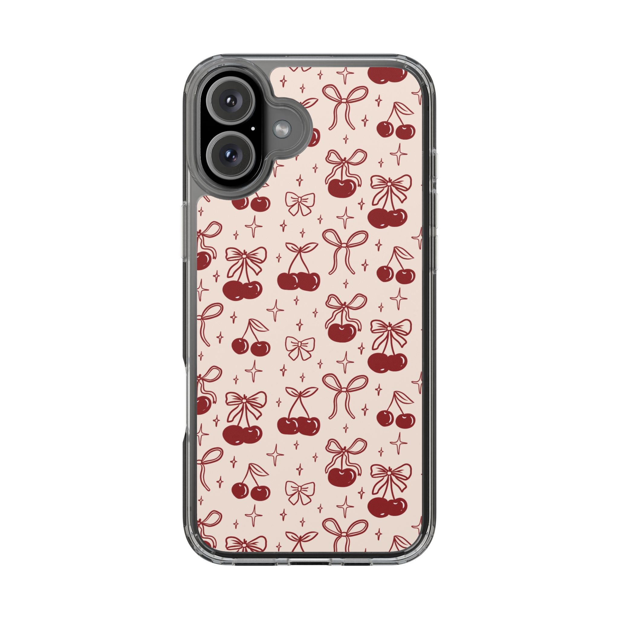 Red Cherry Pattern Aesthetic Phone Case – Slim Lightweight Protective Cover, Cute Colorful Design for Women & Girls