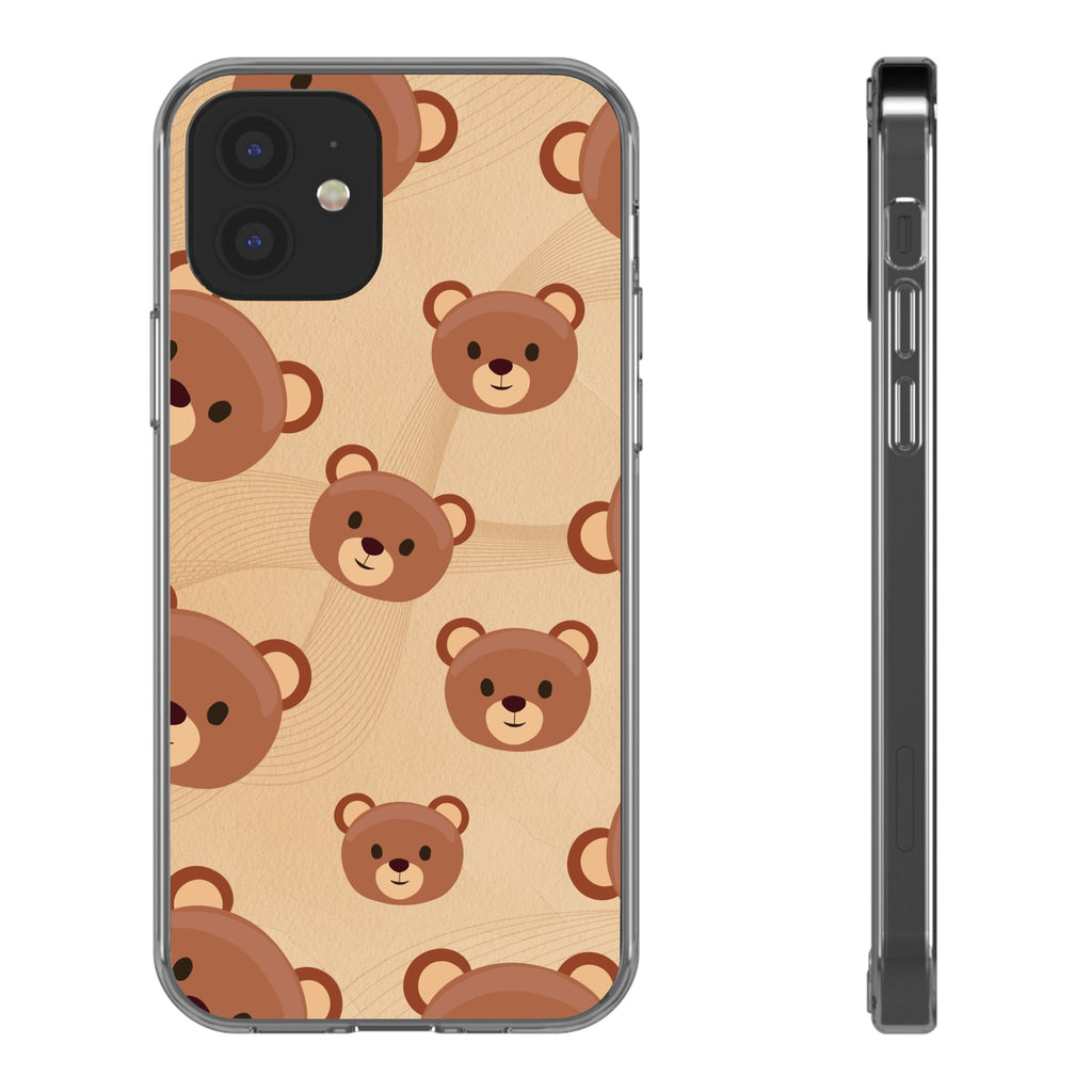 Bear Pattern Clear Phone Case, Cute Animal Phone Cover, Gift for Kids, Trendy Phone Accessory, Birthday Gift, Fun & Playful Style