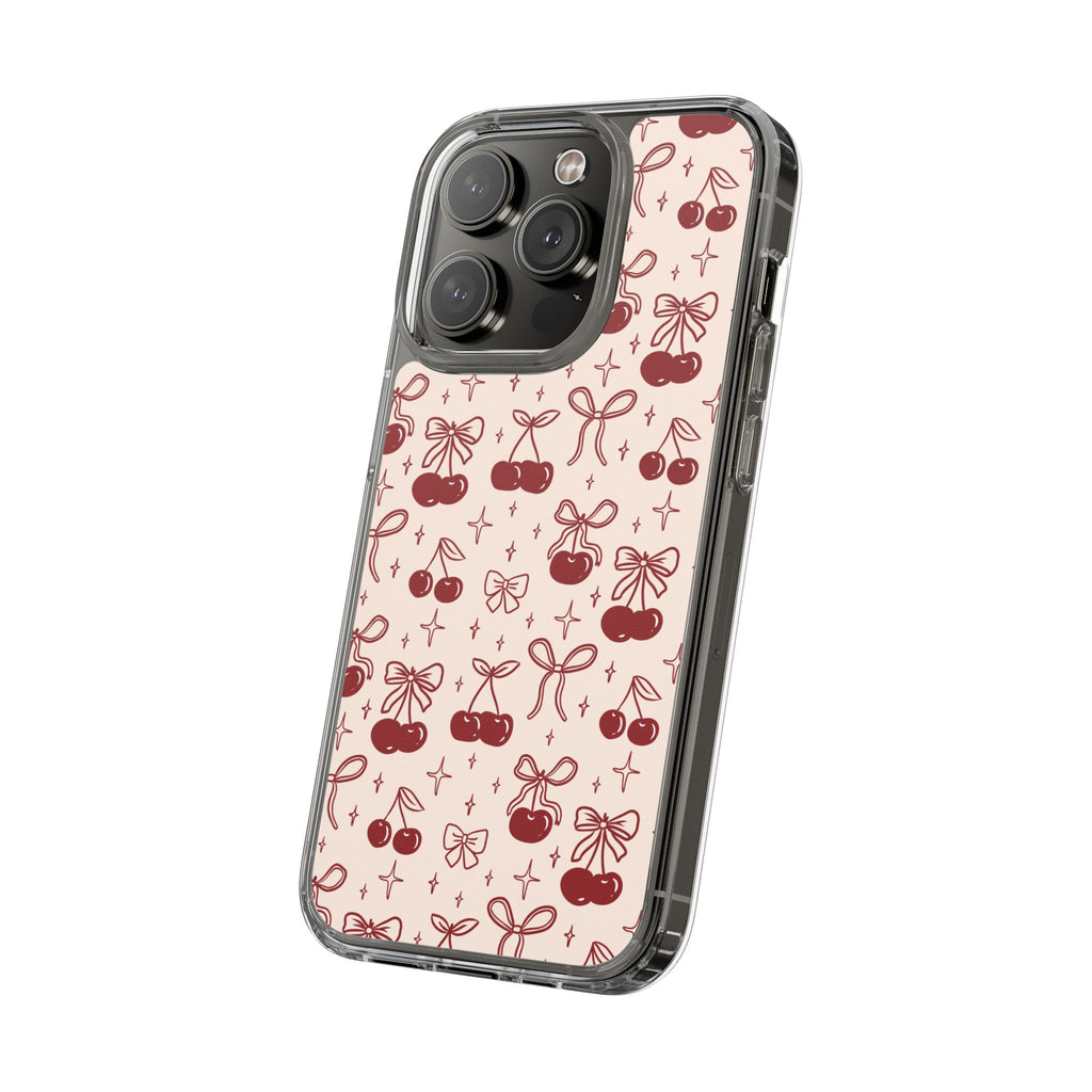 Red Cherry Pattern Aesthetic Phone Case – Slim Lightweight Protective Cover, Cute Colorful Design for Women & Girls